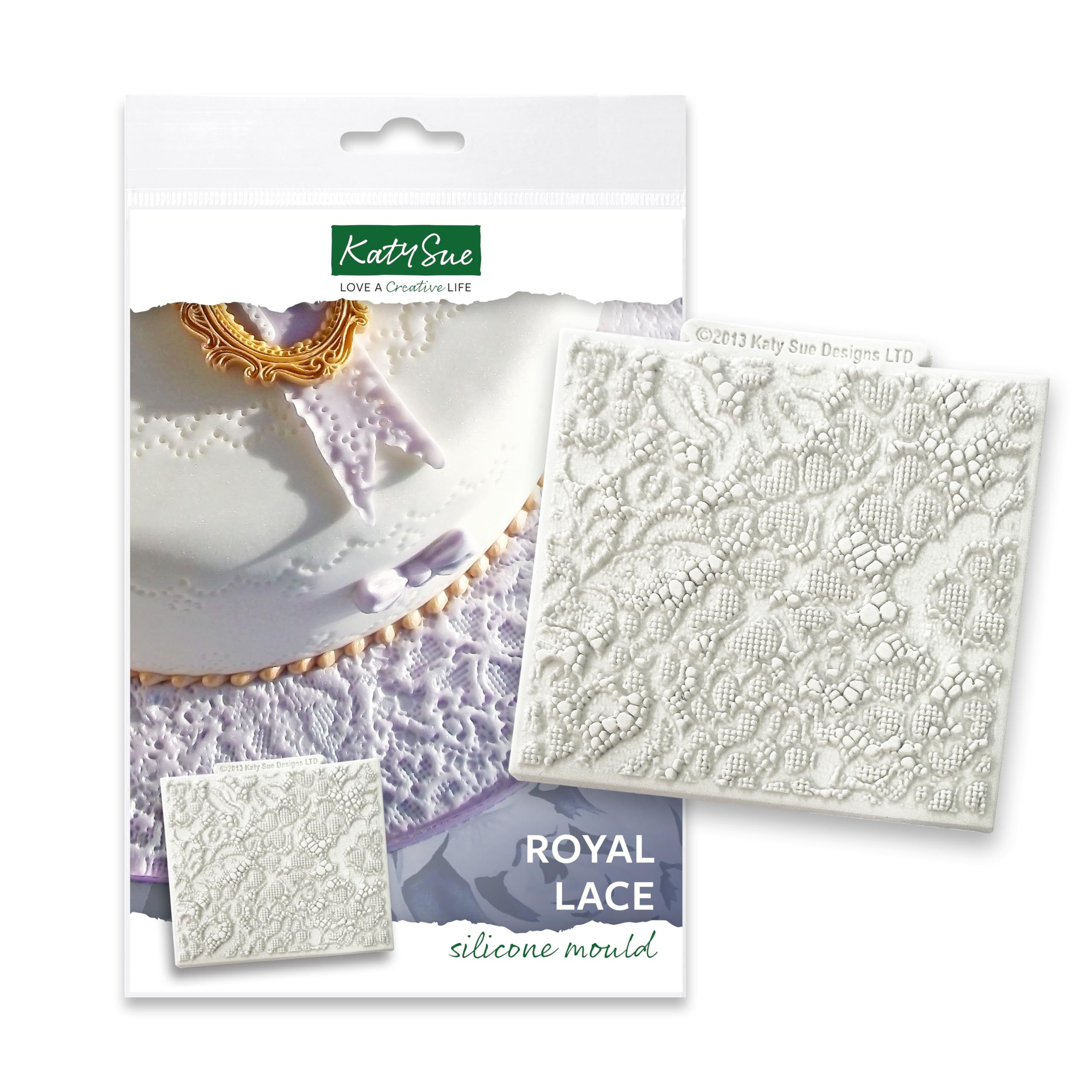 Katy Sue Royal Lace Silicone Mold For Cake Decorating & Craft - Creates A Lace Texture Pattern, Mold Size 4.02 X 4.02 X 0.16 Inc