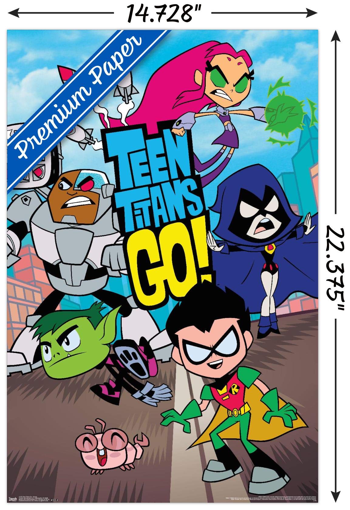 Trends International Dc Comics Tv - Teen Titans Go! - Group Wall Poster, 14.72'' X 22.37'', Premium Poster & Mount Bundle