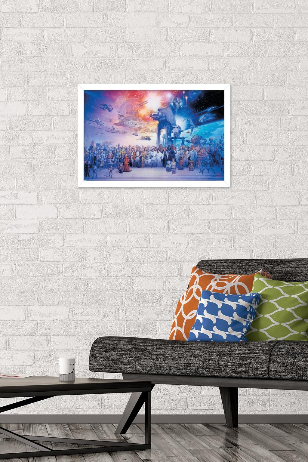 Trends International Star Wars: Saga - Galaxy Wall Poster, 22.4L X 14.7W, White Framed Version