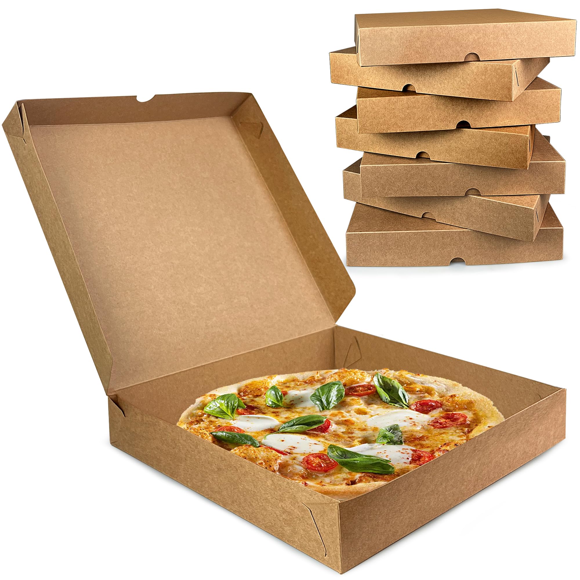 MUMULULU 8 PCS Kraft Pizza Boxes 12x12x1.9 Inch Pizza Box For Homemade Pizzas Cake Cookies and Crafts