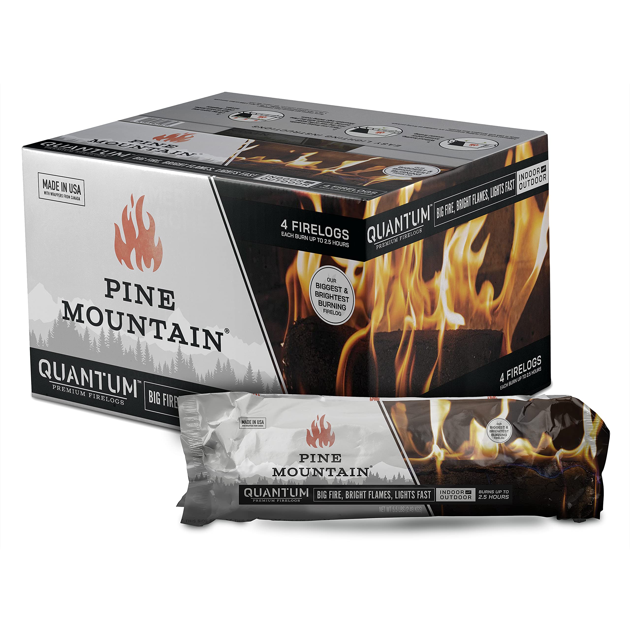 Pine Mountain Quantum 2.5 Hour Easy-Light Firelogs, 4 Count