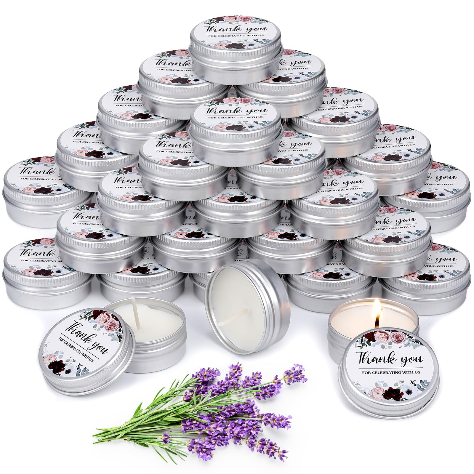 MTLEE 50 Pcs Wedding Candles Gift Wedding Favors for Guests 1 Oz Lavender Scented Soy Wax Candle Aromatherapy Candle Favors for 