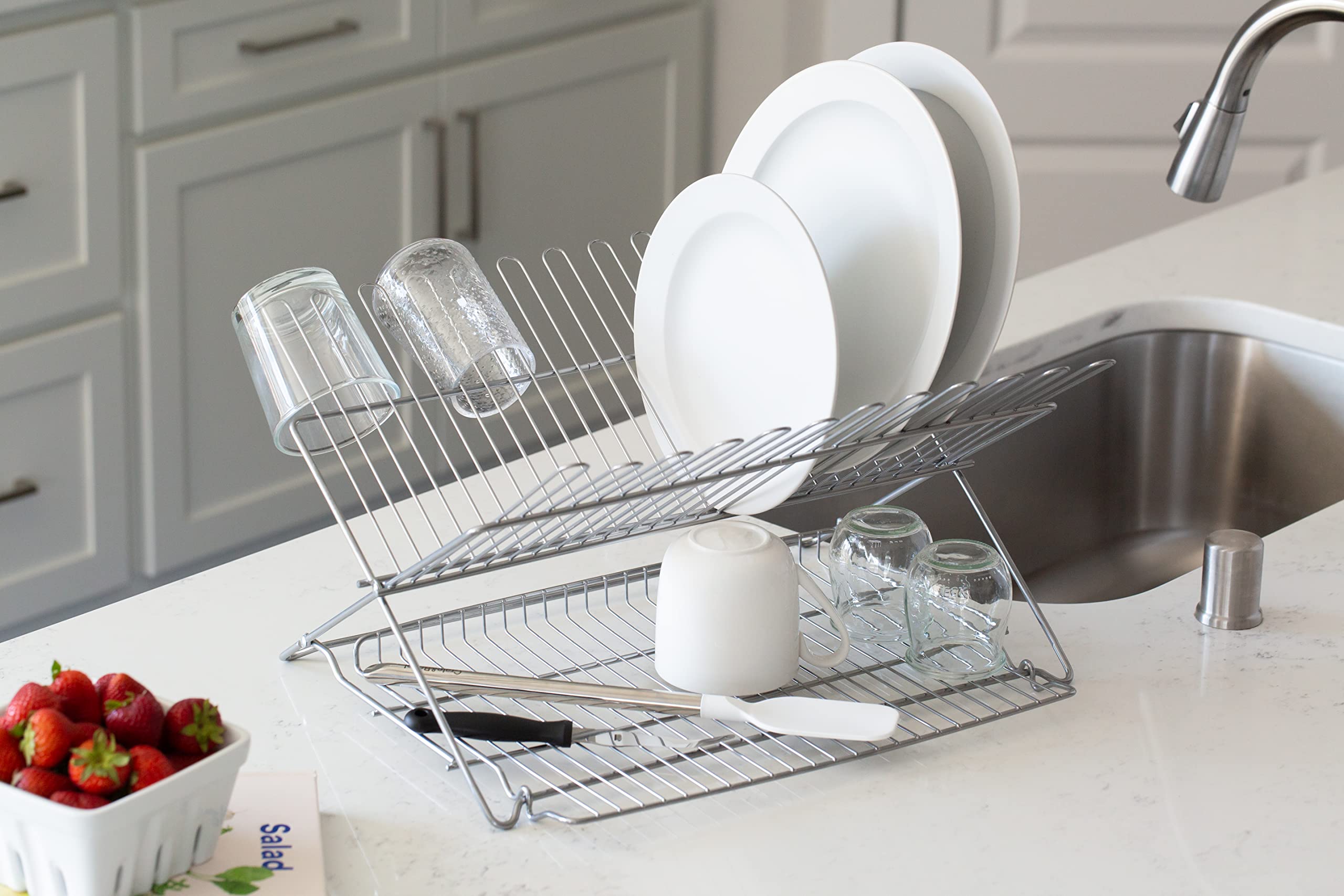 Better Houseware 3489.5 Dish Rack, Standard, Metallic Silver