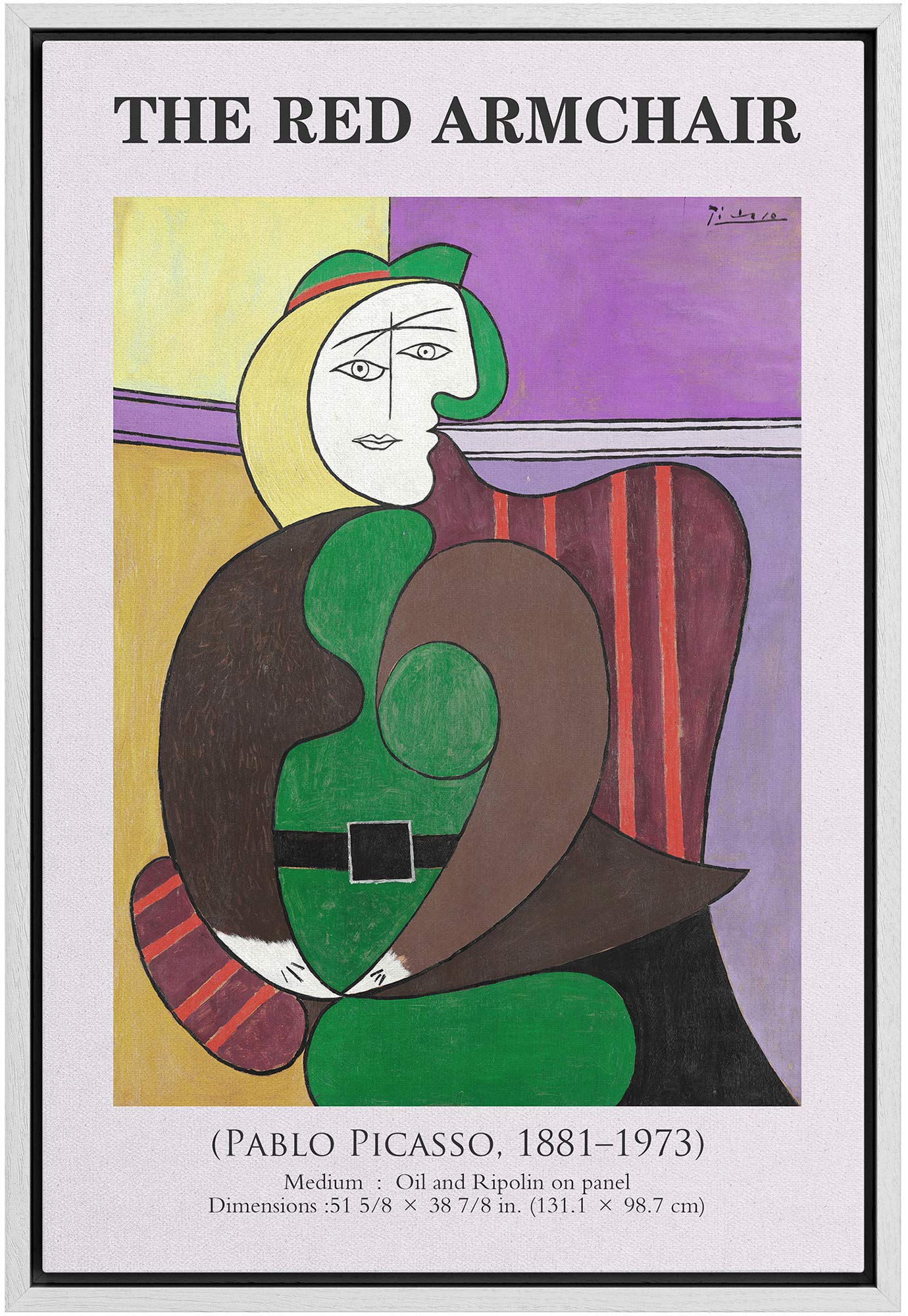 Idea4Wall Framed Canvas Print Wall Art The Red Armchair Master Artist Pablo Picasso Nature Wilderness Oil Painting Impressionism