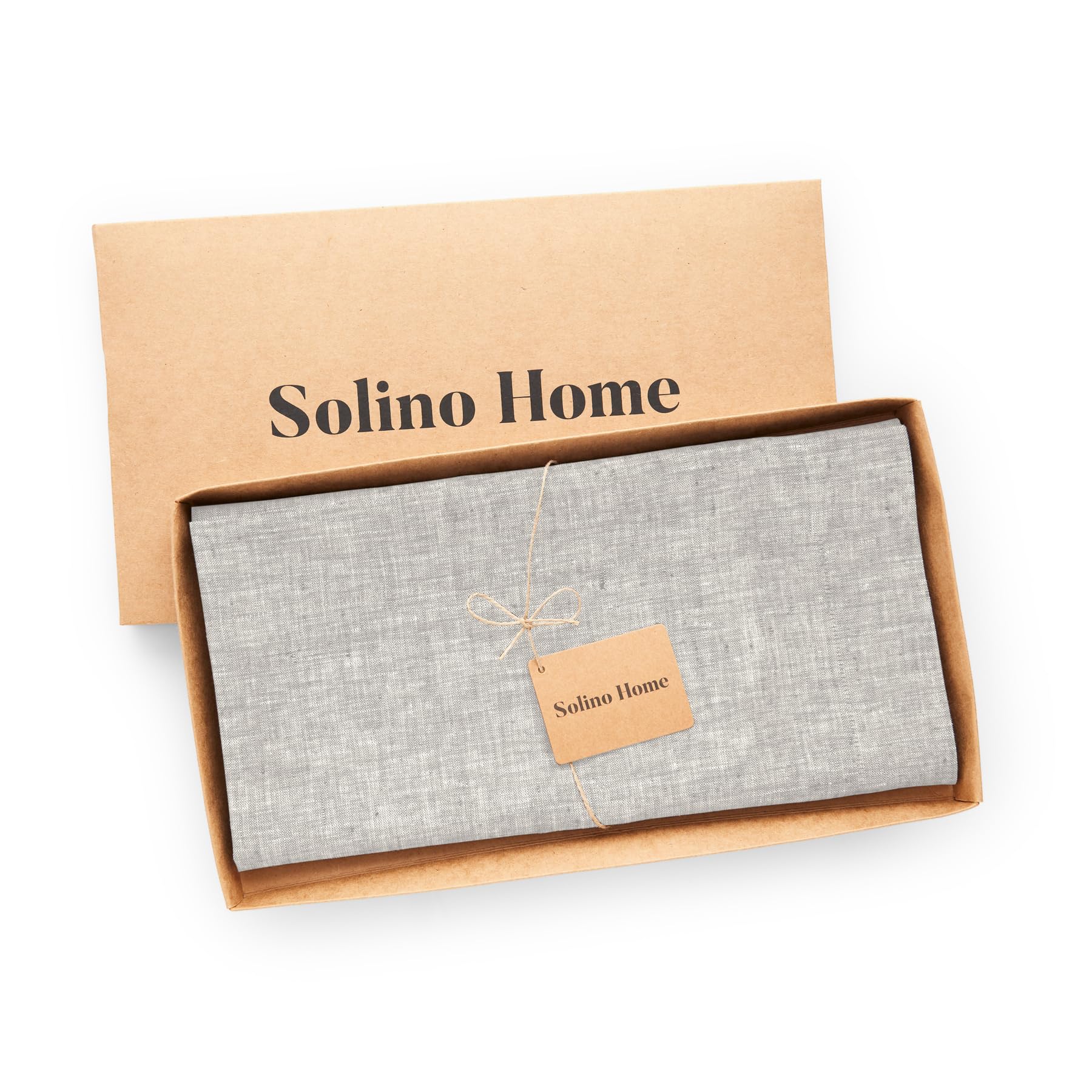 Solino Home Linen Tablecloth 52 X 52 Inch - 100% Pure Linen Oyster Grey Tablecloth - Machine Washable Square Table Throw For Fal