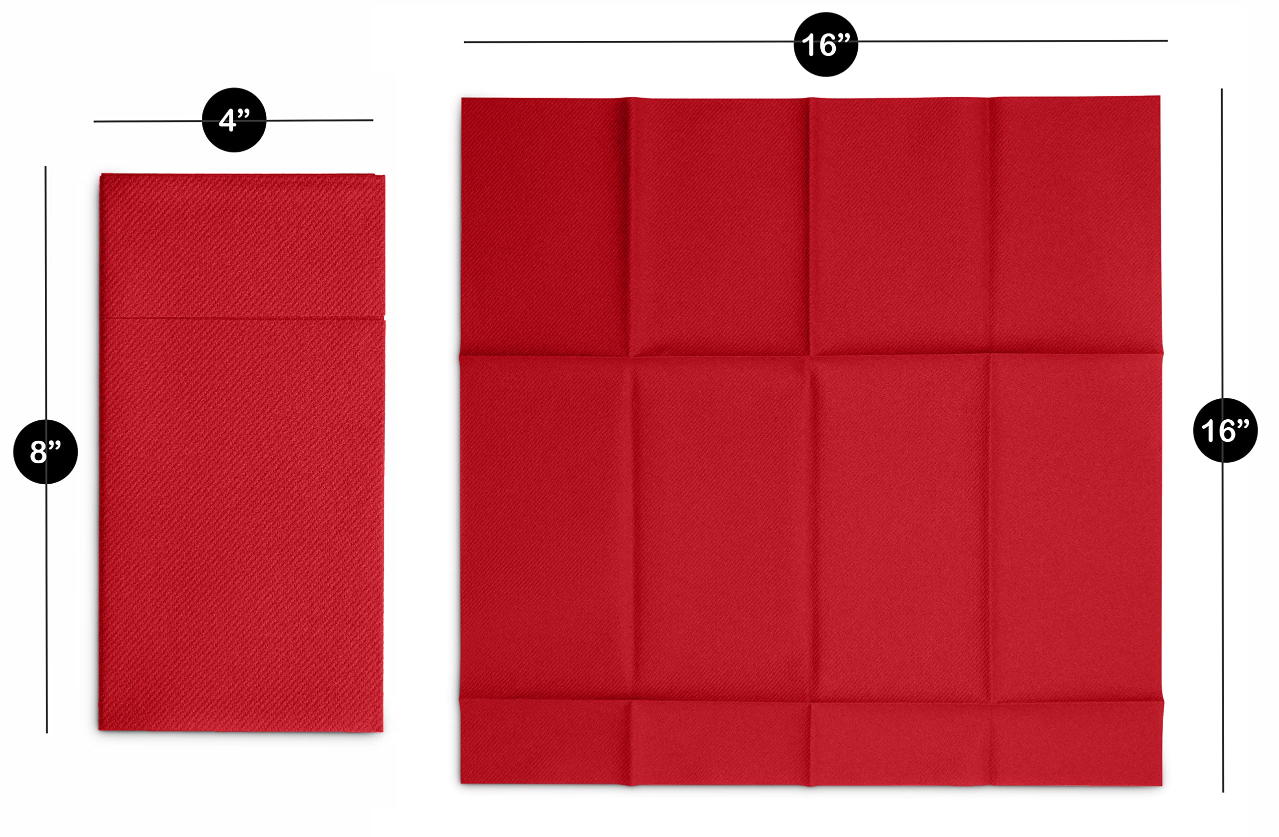 Disposable Linen-Feel Dinner Napkins with Built-in Flatware Pocket  50-Pack BRIGHT RED Prefolded Cloth Like Paper Napkins For Dinner  Wedding Or Party [Silverware NOT Included]