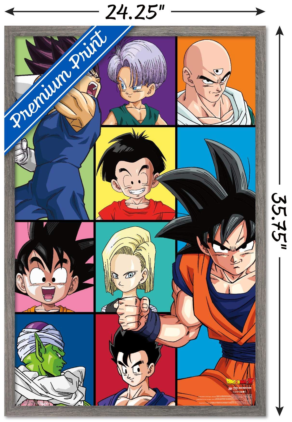 Trends International Dragon Ball Z - Grid Wall Poster, 22.375'' X 34'', Barnwood Framed Version