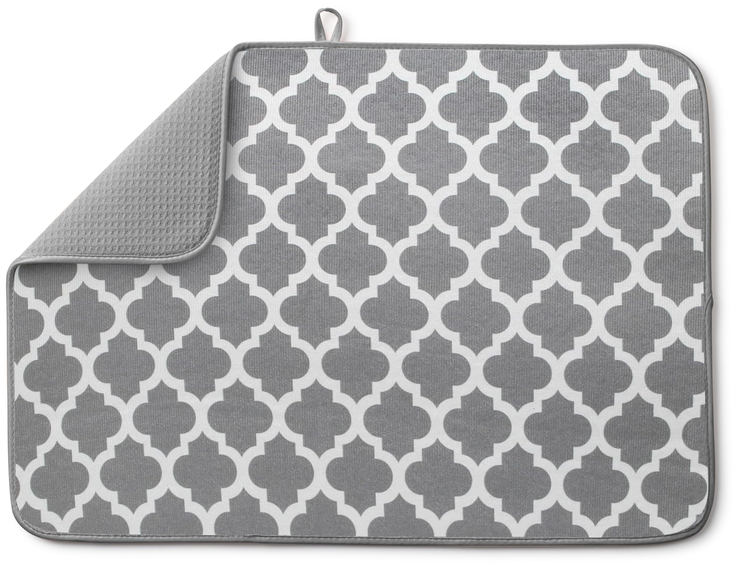 Bellemain XXL Dish Mat 24 x 17 ( LARGEST MAT ) Microfiber Dish Drying Mat , Super absorbent ( Trellis )