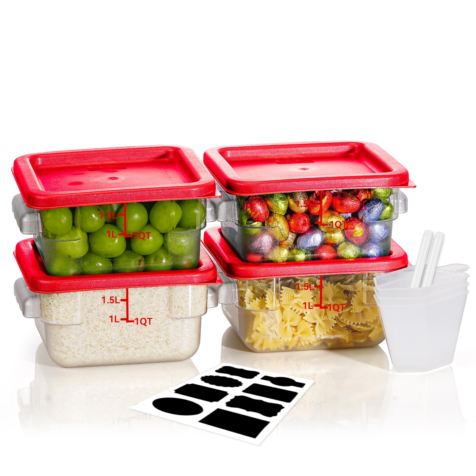 10 Pcs Airtight Food Storage Containers With Lids: 2 Qt Square Food Storage Containers With Lids Clear Food Container With Scale