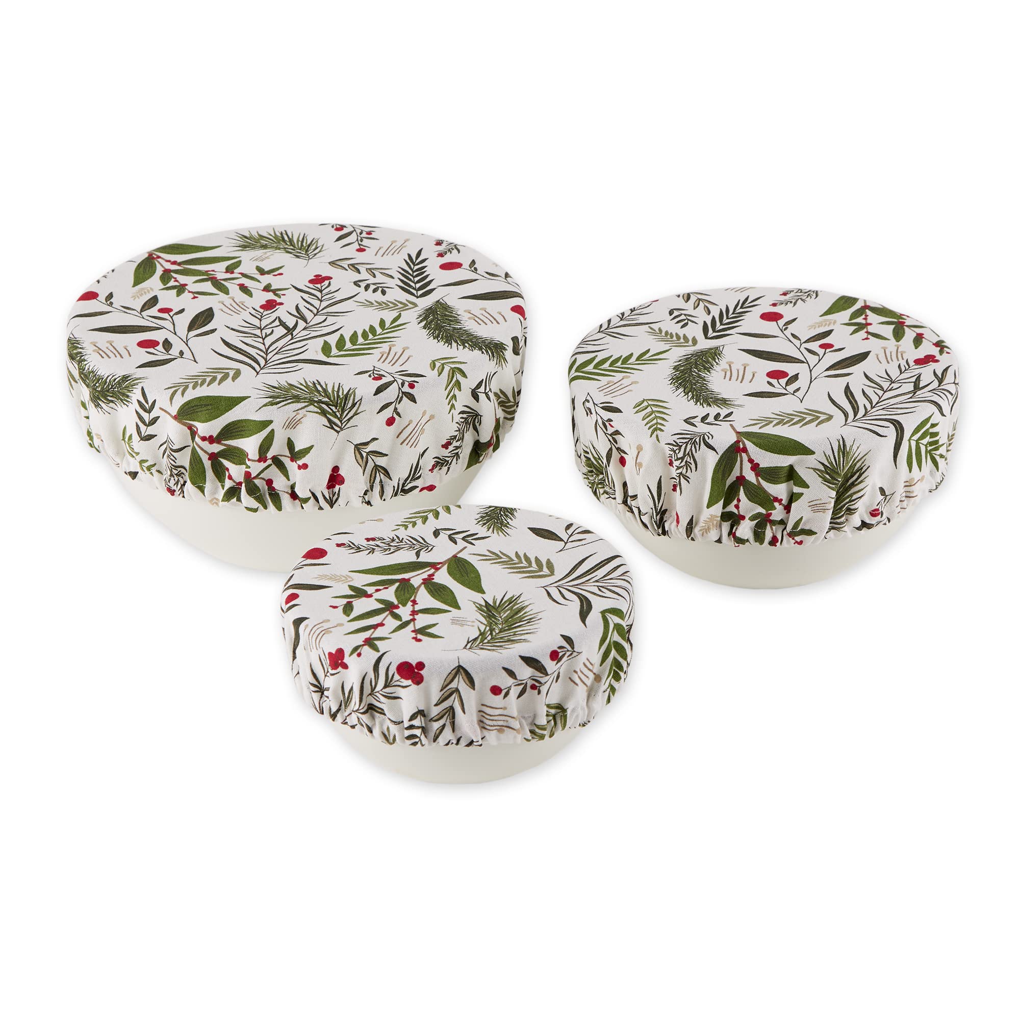 HOLIDAY SPRIGS PRINT DISH COVER SET/3