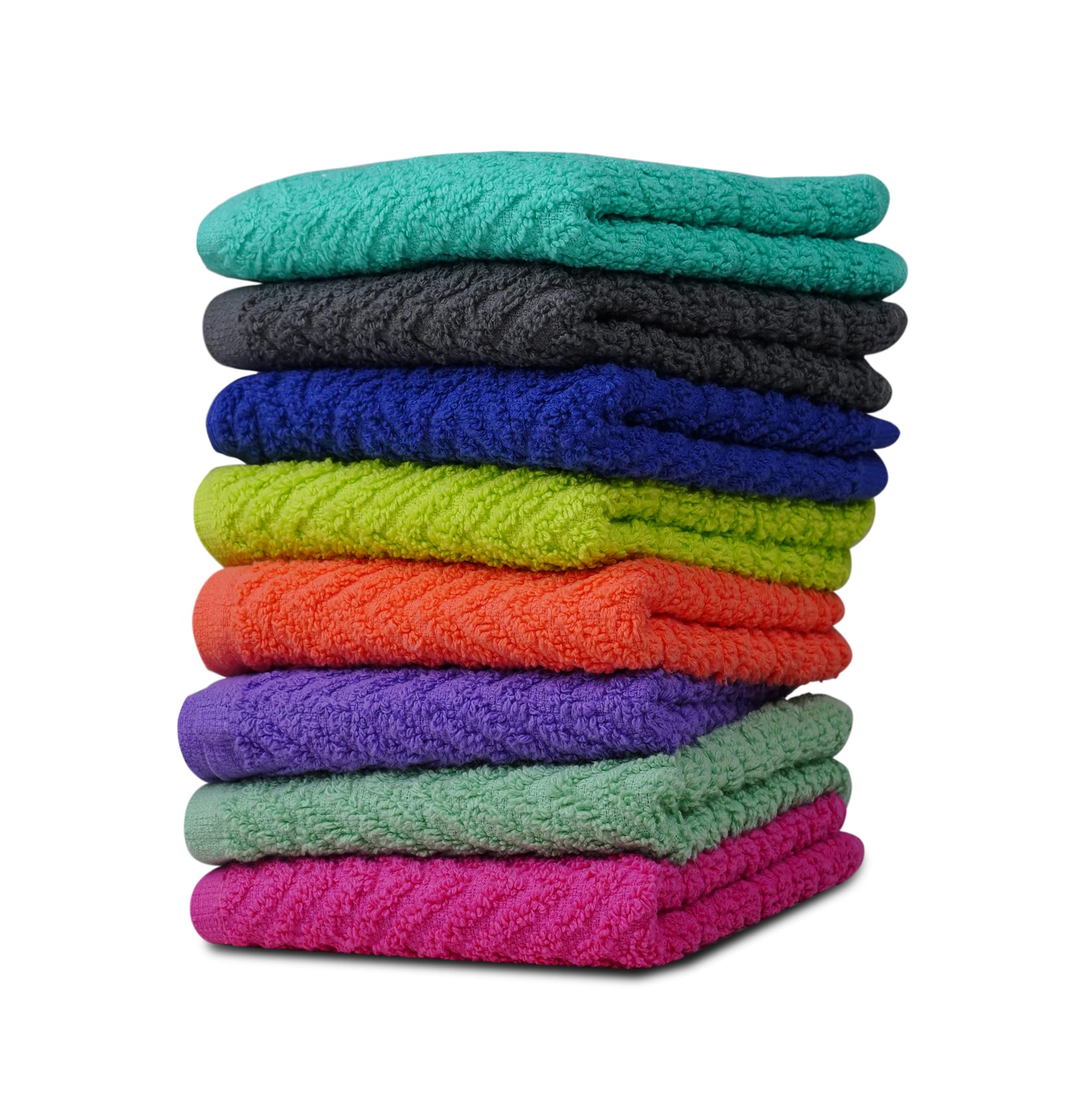 Zuperia Zigzag Wash Cloth -8 Pack -12'' X 12''- Highly Absorbent Soft Washcloths For Face, Gym Towels, Hotel Spa Quality, Reusab