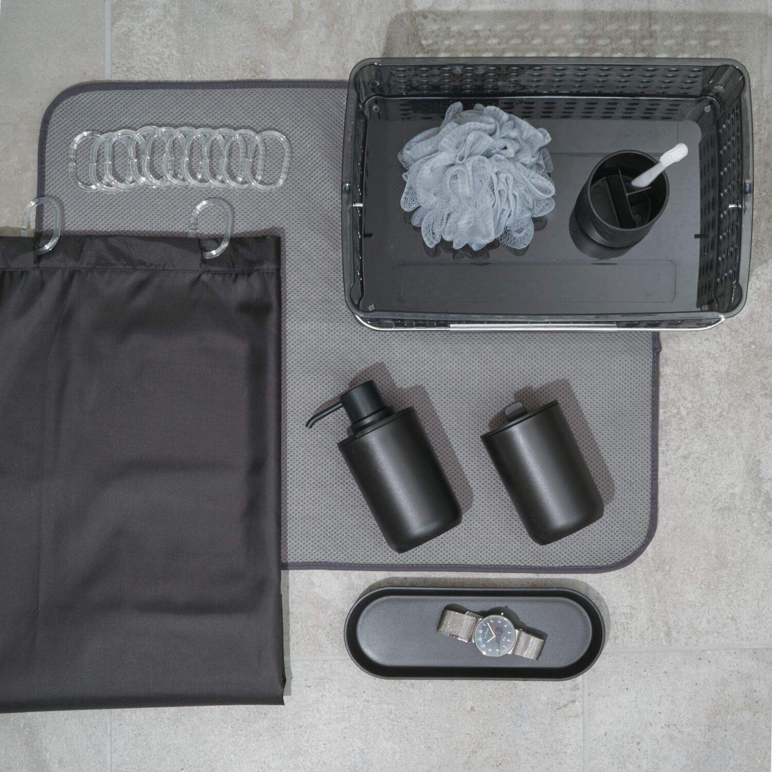 iDesign 28737ES cade 4-Piece Bathroom Accessory Set  Matte Black  245 cm x 89 cm x 162 cm