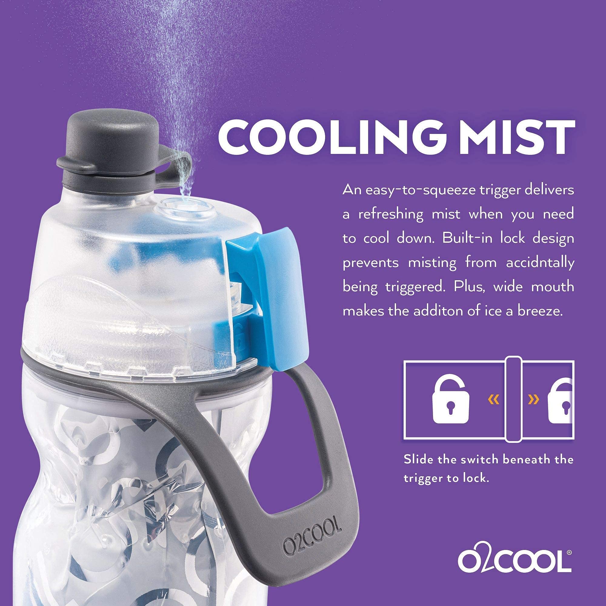 O2COOL Mist 'N Sip Misting Water Bottle 2-in-1 Mist And Sip Function With No Leak Pull Top Spout (Hearts)