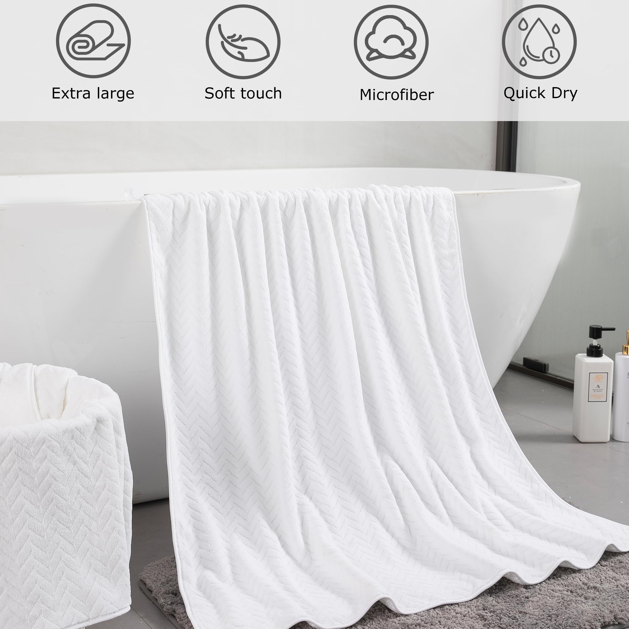 Oversized Bath Towels Set Of 8, 600 Gsm Quick Dry Towel For Hotel Bath Sheet Towel, 2 Large Bath Towels 35X70 Inches, 2 Hand Tow