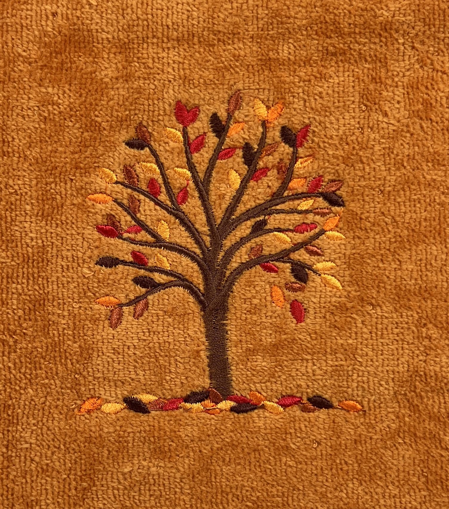 Serafina Home Fall Bath Hand Towels Bathroom Decor Farmhouse : Terracotta Rust Cotton Towels With Autumn Tree Falling Leaves 2 P