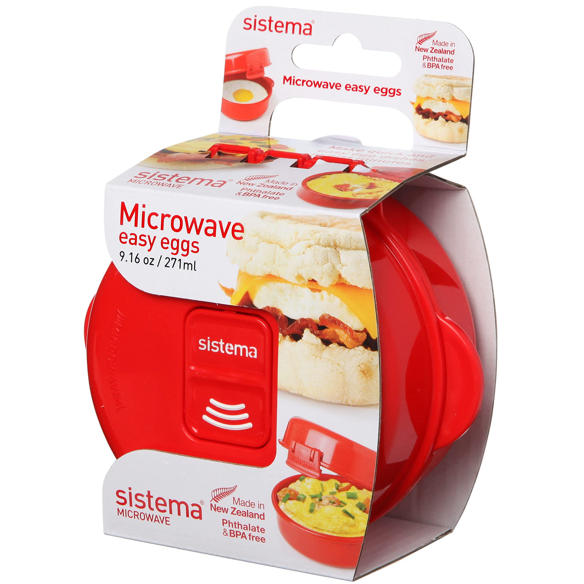 Sistema Microwave Egg Cooker And Poacher With Steam Release Vent, Dishwasher Safe, 916-Ounce, Red