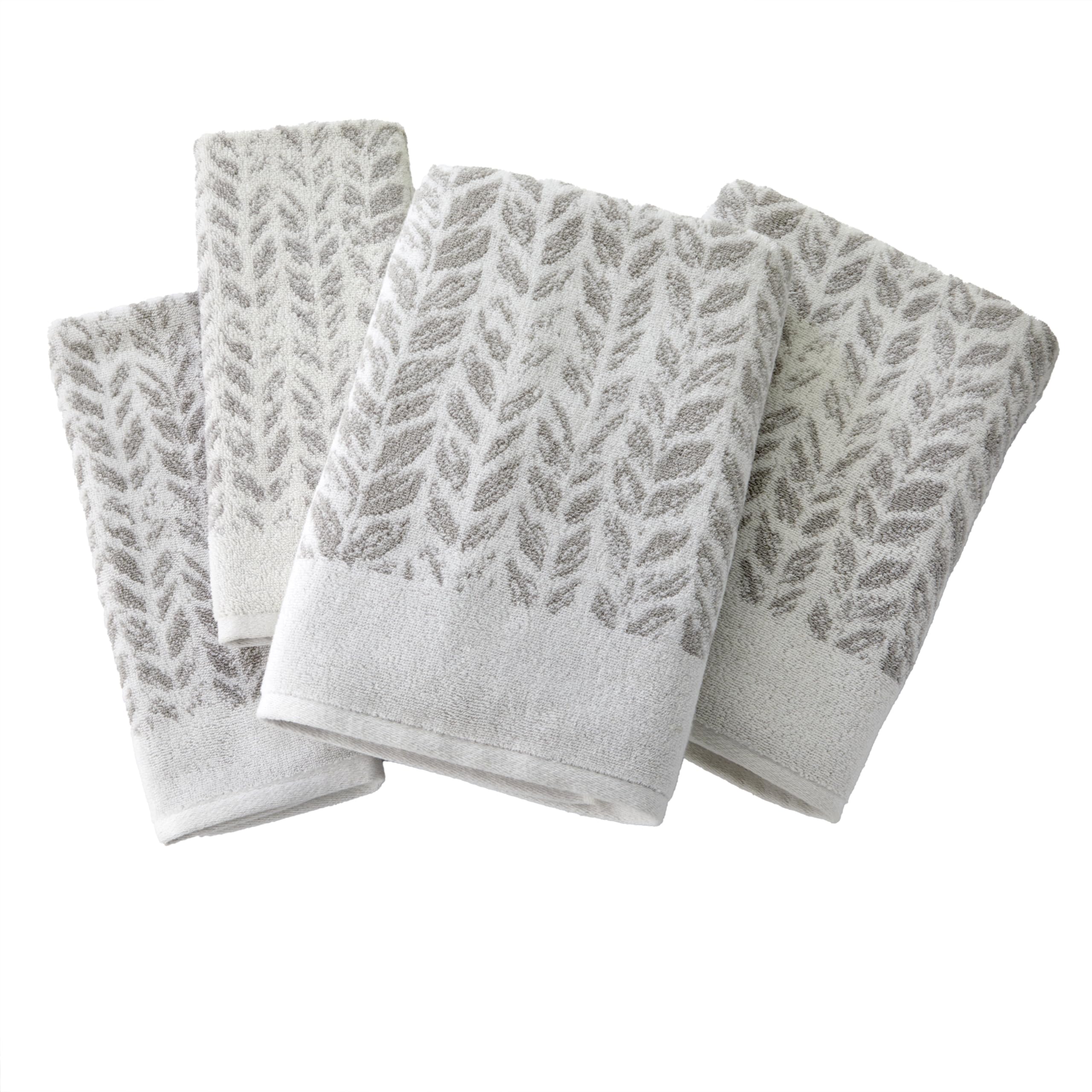 Skl Home Distressed Leaves 2 Bath, 2 Hand Towel Set, Gray