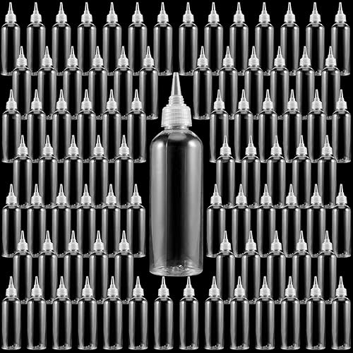 FUNSUEI 80 Pack 4 OZ 120 ml Plastic Squeeze Bottles with Twist Top Cap  Clear Plastic Dispensing Bottles with Dust-Proof Cap for Seasonings  Sauce  Oil  Cosmetics  Shampoo  Paint