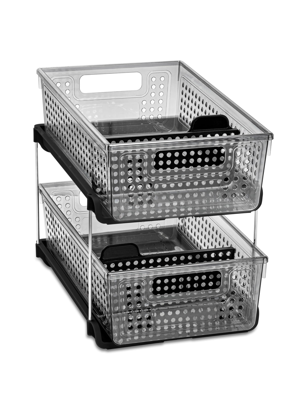 Madesmart 2-Tier Organizer Multi-Purpose Slide-Out Storage With Handles And Dividers For Home And Bath, Pack Of 1, Carbon