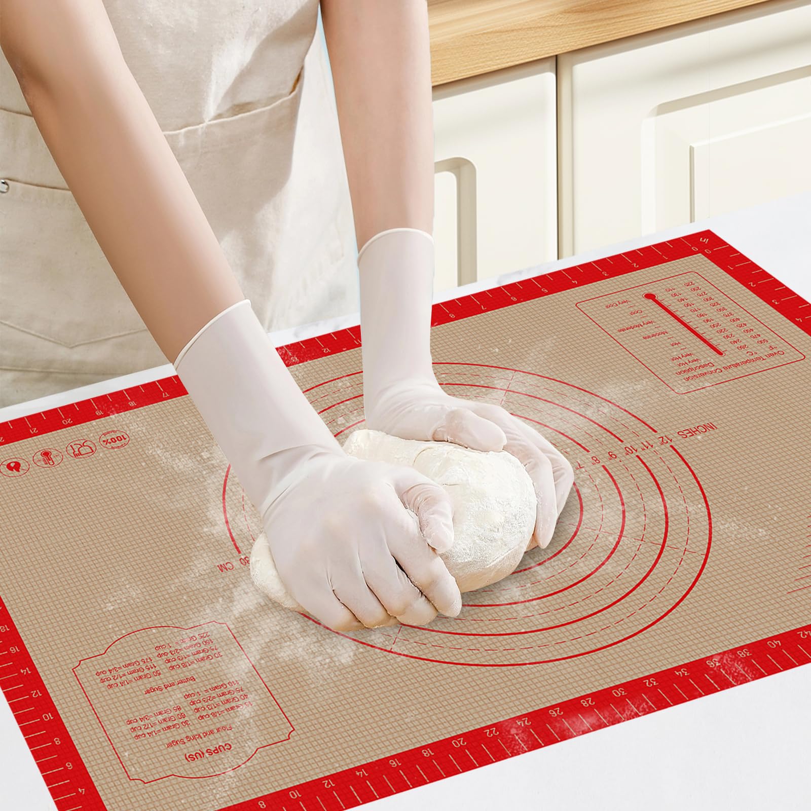 Silicone Pastry Mat - 26x16 Non Slip Baking Mat with Measurements, Extra Large Dough Mats for Counter, Ideal for Rolling Dough, 