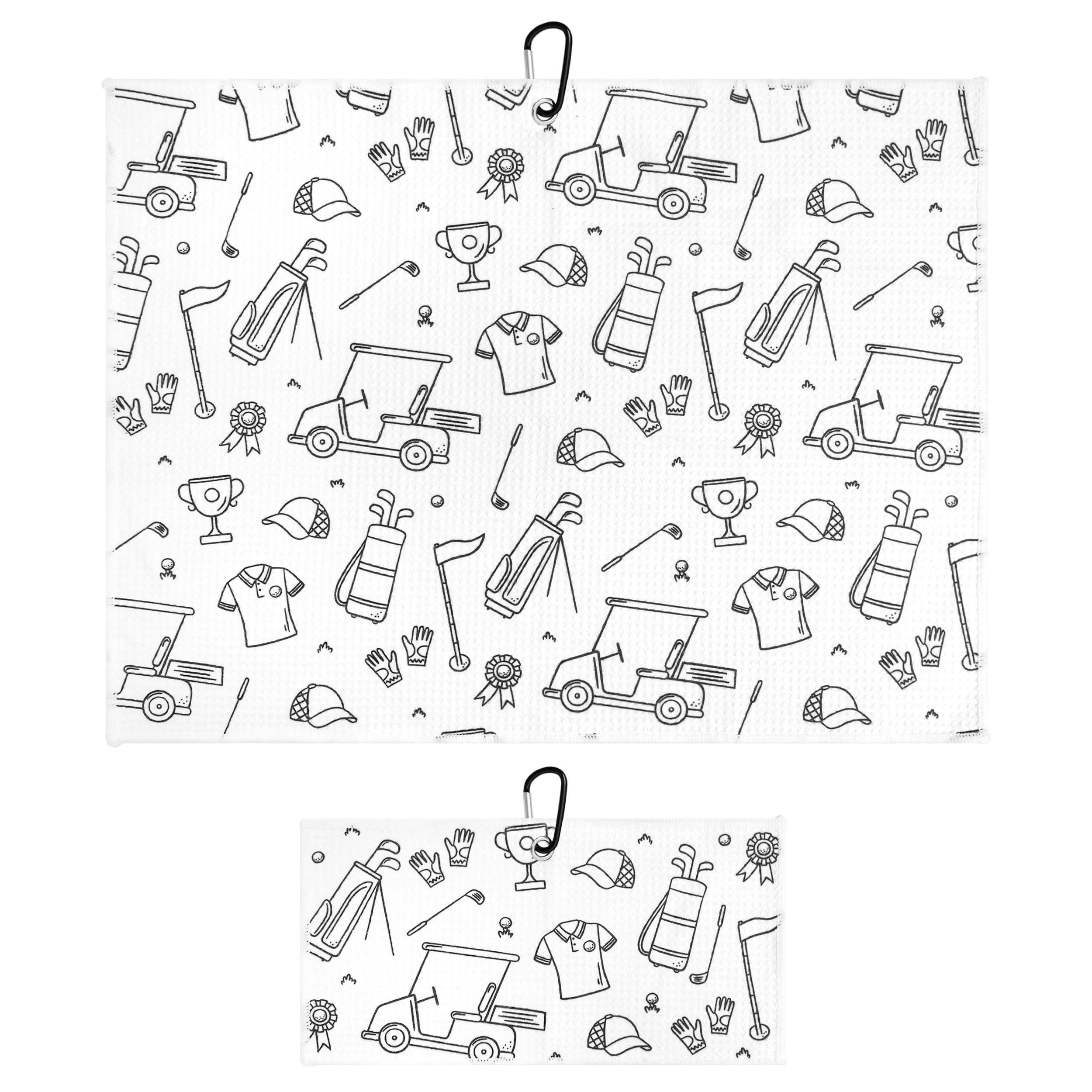 Playing It Forward Golf Doodles Golf Towel With Clip For Women And Men, Microfiber Waffle And Ball Towels, Set Of 2