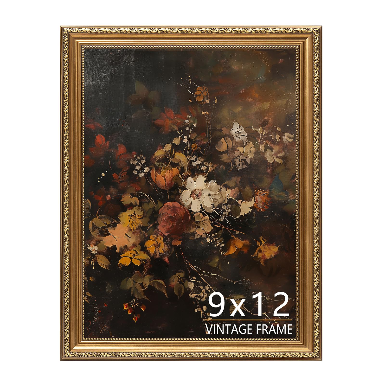 9x12 Picture Frame, Vintage Bronze Gold Picture Frame for Tabletop & Wall Mount, Antique Photo Frame 9 x 12 for Living Room, Bed