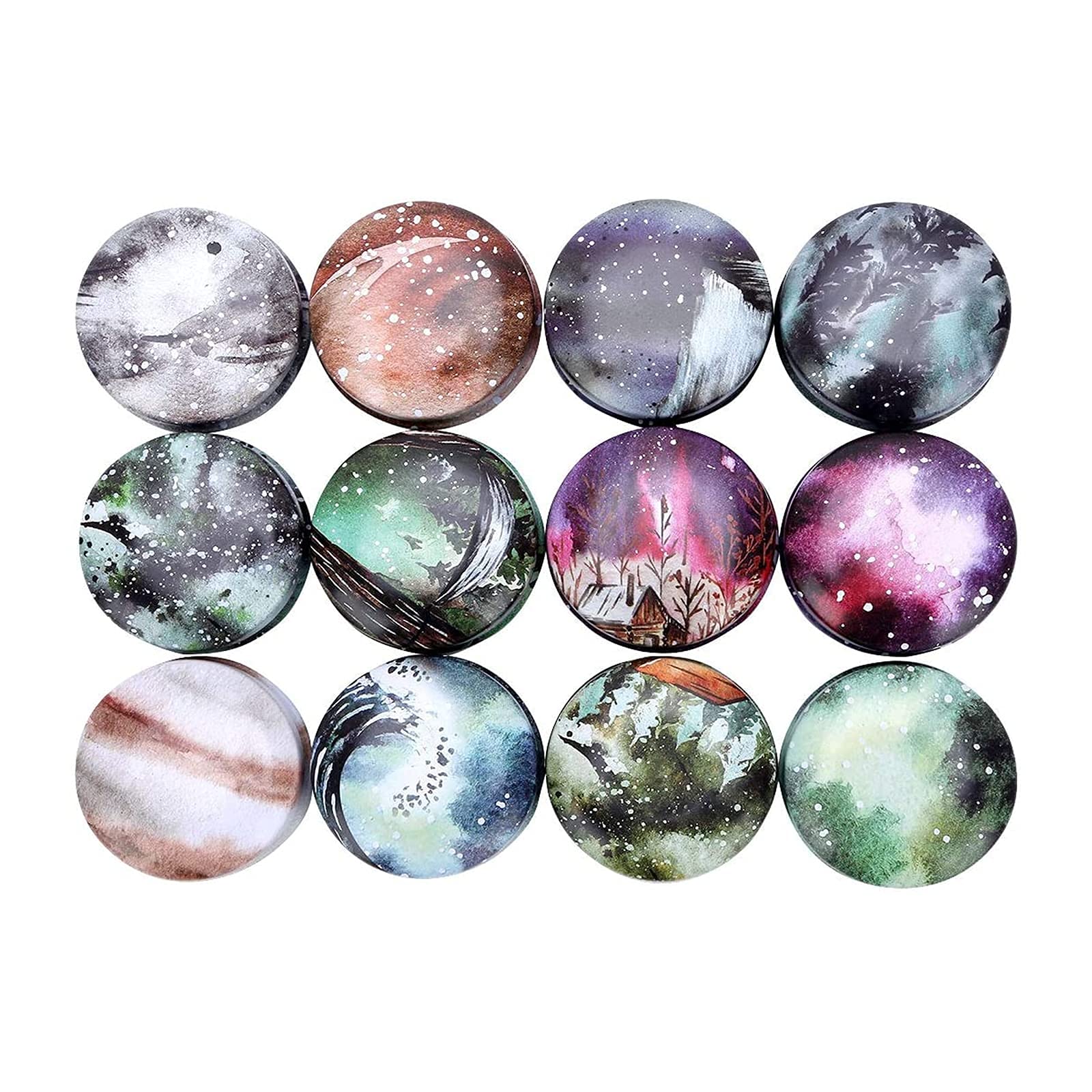 Rarapop 12 Pack Round Empty Tins Box Candle Jars, Mini Starry Sky Travel Tin Cans, 20Ml Refillable Container Bottle For Candle,