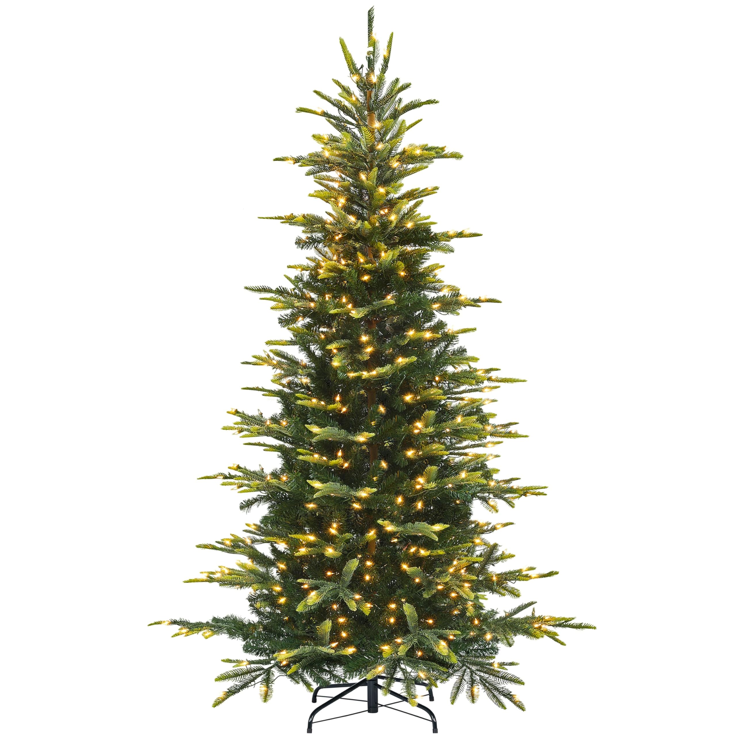 Yaheetech 7.5ft Pre-lit Aspen Fir Artificial Christmas Tree with 550 Incandescent Warm Lights Full Prelighted Xmas Tree w/1128 B