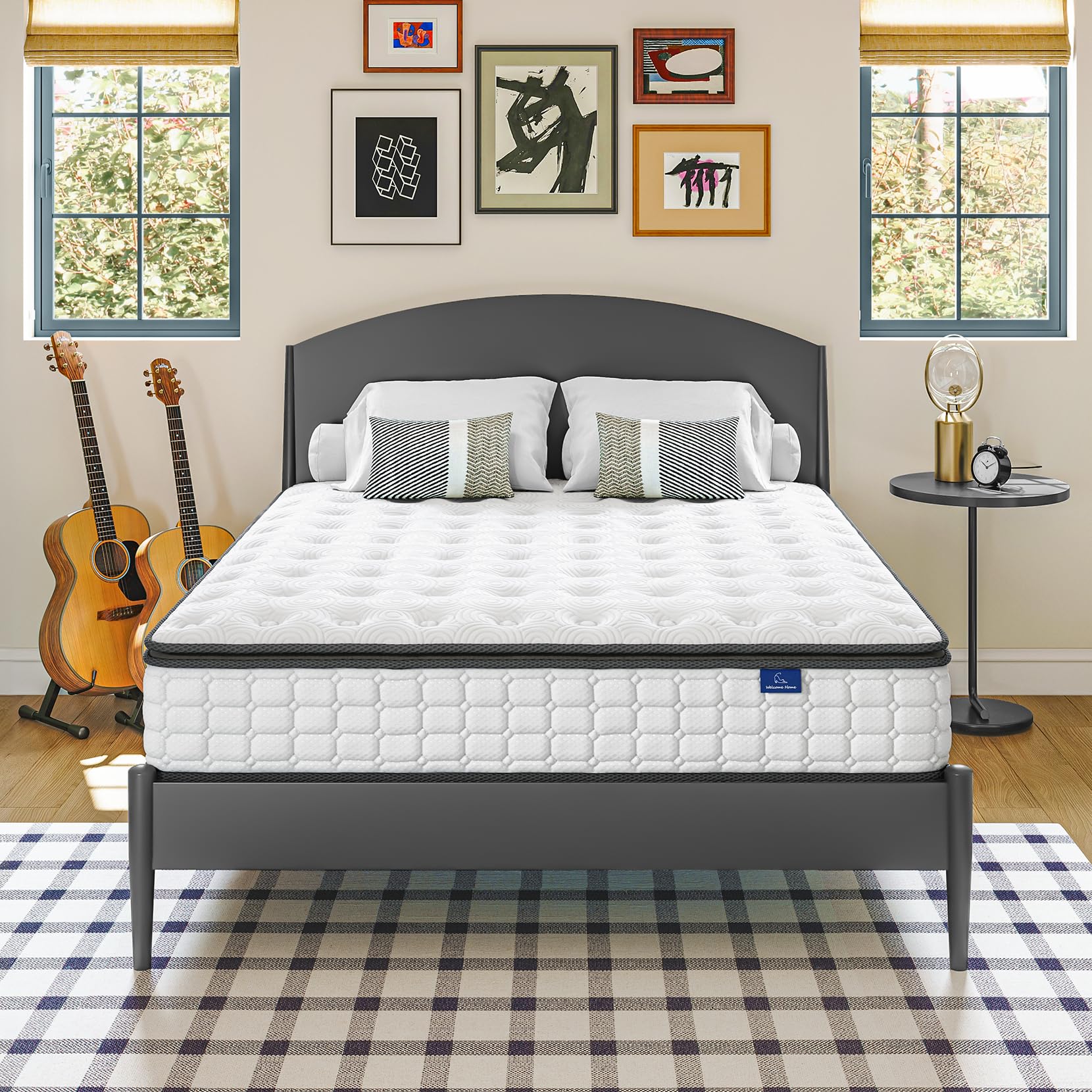 Vesgantti Twin Mattress, 10 Inch Hybrid Twin Size Mattress In A Box, Single Bed Pillow Top Mattress, Gel Memory Foam And Pocket