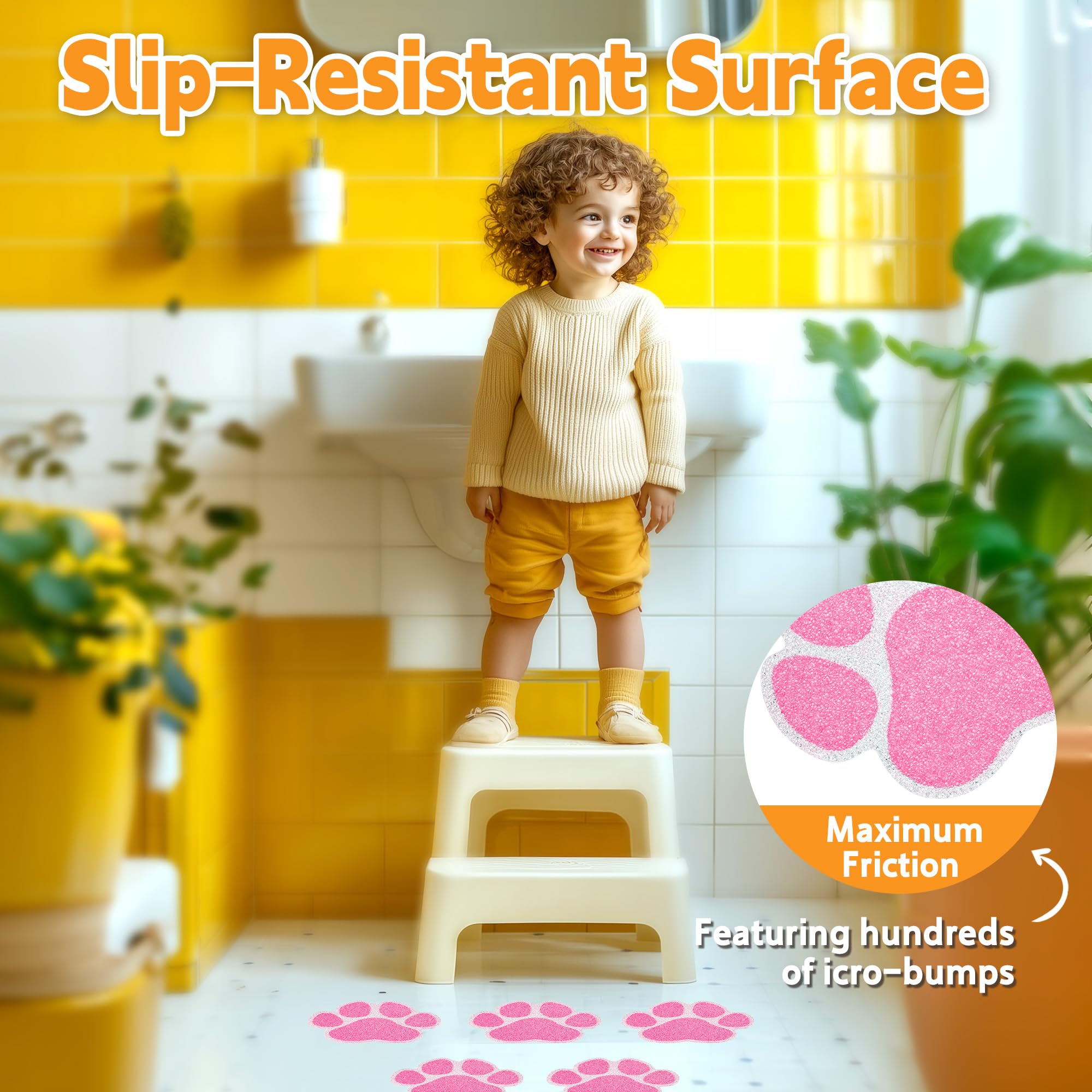 Secopad Non-Slip Bathtub Stickers  20 PCS Large Safety Bathroom Tubs Showers Treads Adhesive Decals Scraper (Pink)