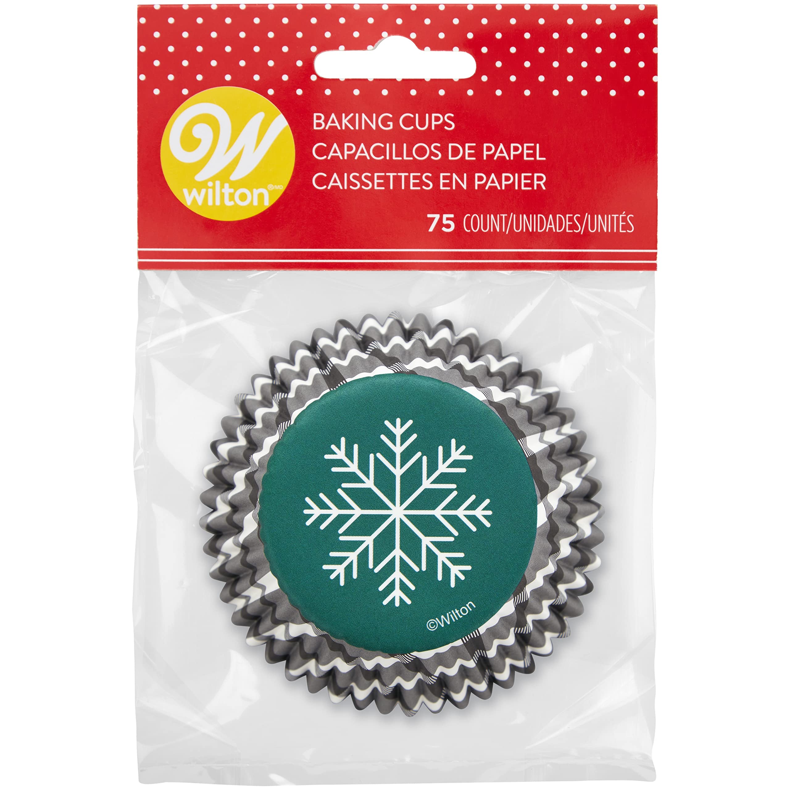 Black and White Plaid With Snowflake Baking Cups - 75 Pack