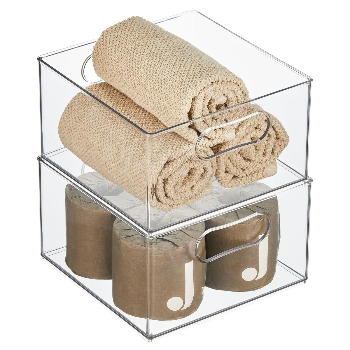 Mdesign Deep Plastic Stackable Storage Organizer Container Bin, Bath & Shower Organization For Cabinet, Cupboard, Shelves, Count