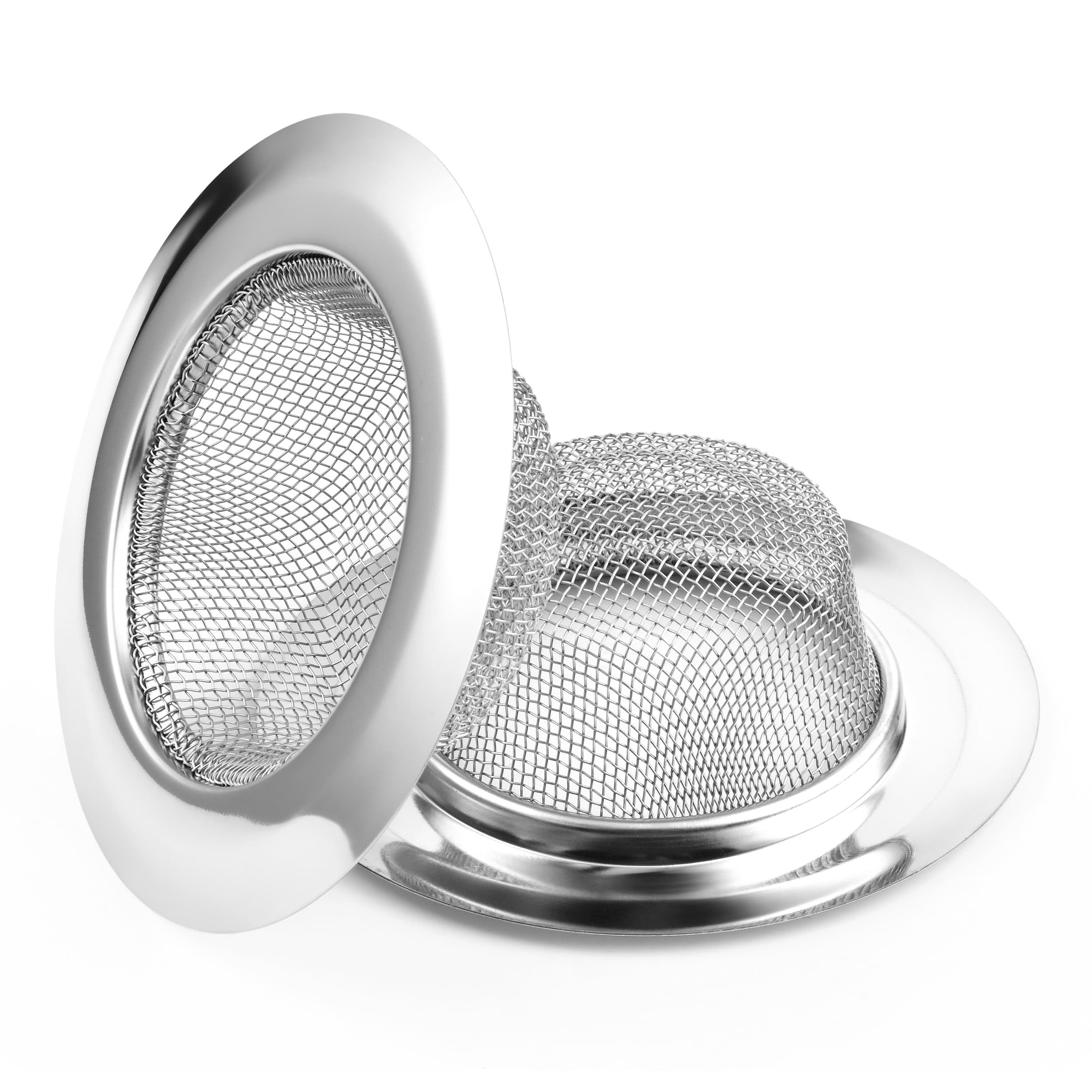 2 PCS Stainless Steel Sink Strainer 4.5'' Diameter  Mesh Metal Drain Strainer  Fine Mesh Kitchen Sink Strainer  Hair Basket Drain - Fits Most Kitchen Sink  Bathroom Bathtub  Shower Drains