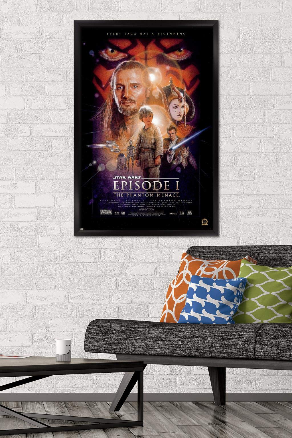 Trends International 24X36 Star Wars: The Phantom Menace - One Sheet Wall Poster, 24'' X 36'', Black Framed Version