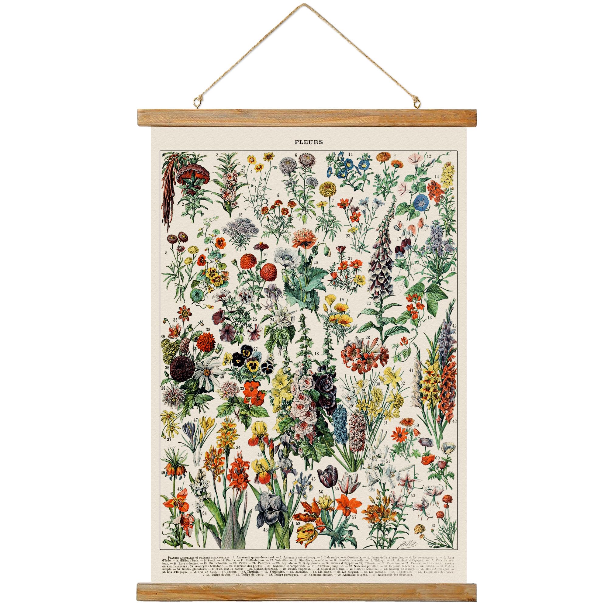 Ovfovy Vintage Flower Poster, Rustic Room Aesthetic, Retro Wall Art Prints Without Fading, Printed On Linen With Wood Frames, Re