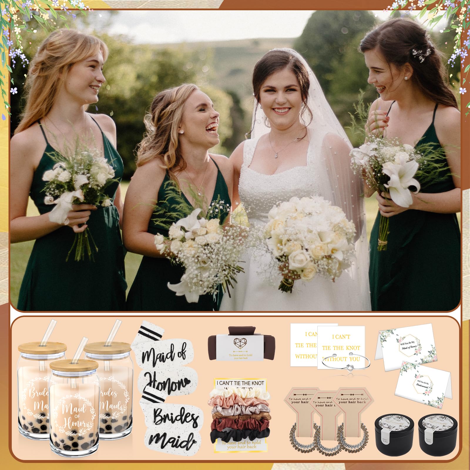 Mhoel 40Pcs Bridesmaid Proposal Box Gifts Set Of 4 Will You Be My Maid Of Honor Proposal Gifts Set Rectangular Hair Clips Soft S