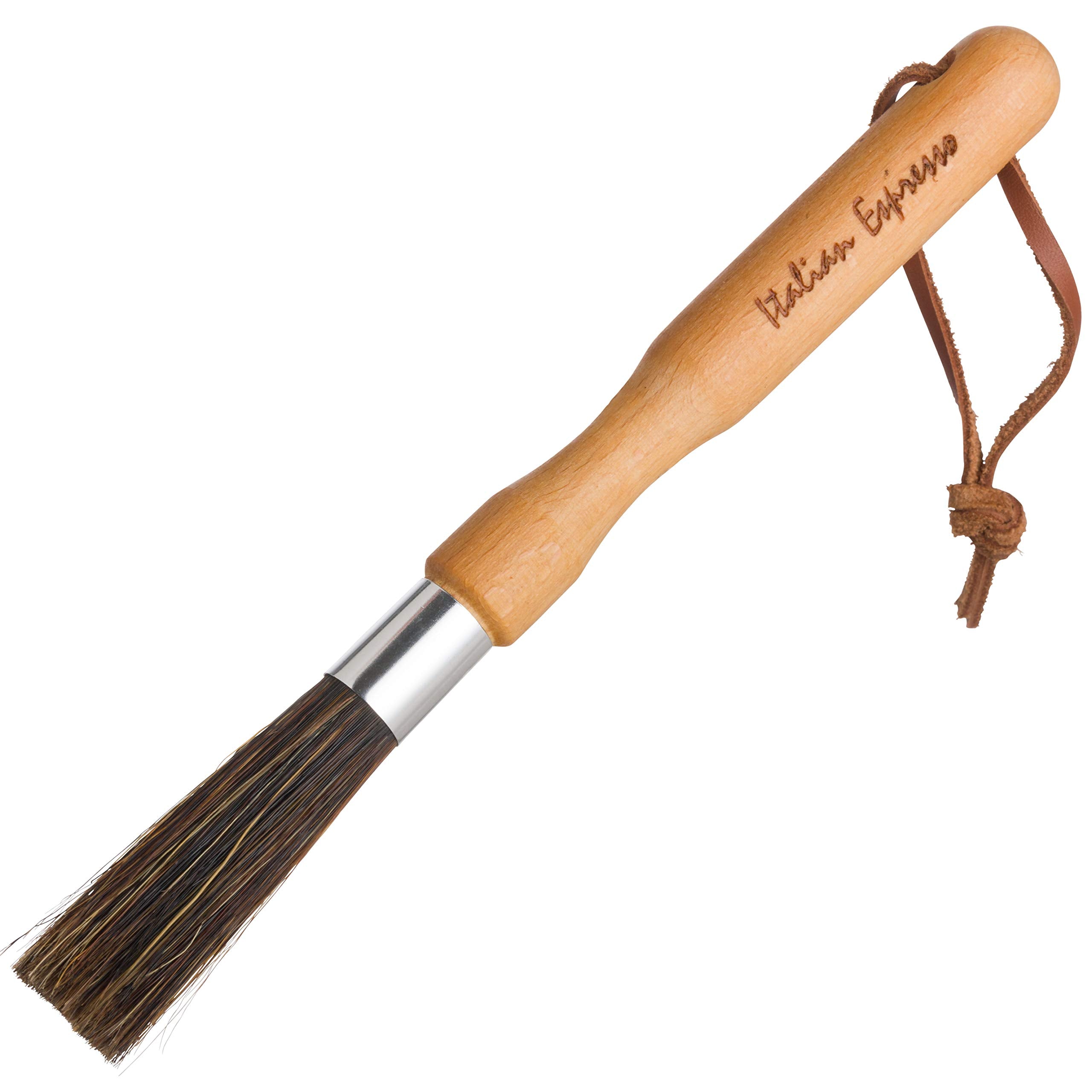 Redecker Natural Pig Bristle Espresso Maker Brush with Oiled Beechwood Handle, Narrow Brush Head Reaches Tight Spaces, Hanging L