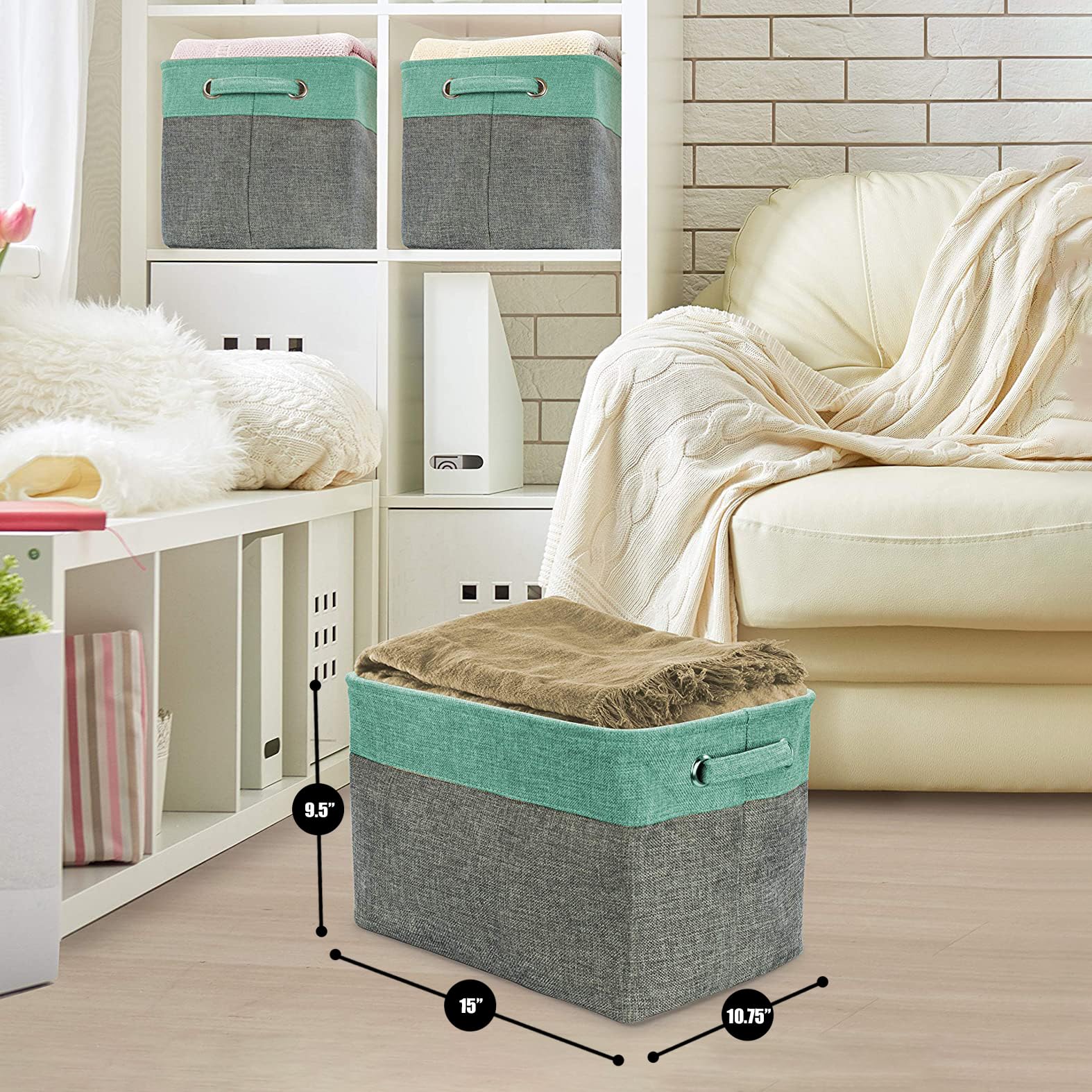 Sorbus Premium Fabric Storage Cubes 15 Inch - Big Sturdy Collapsible Storage Bins With Dual Handles - Foldable Baskets For Organ