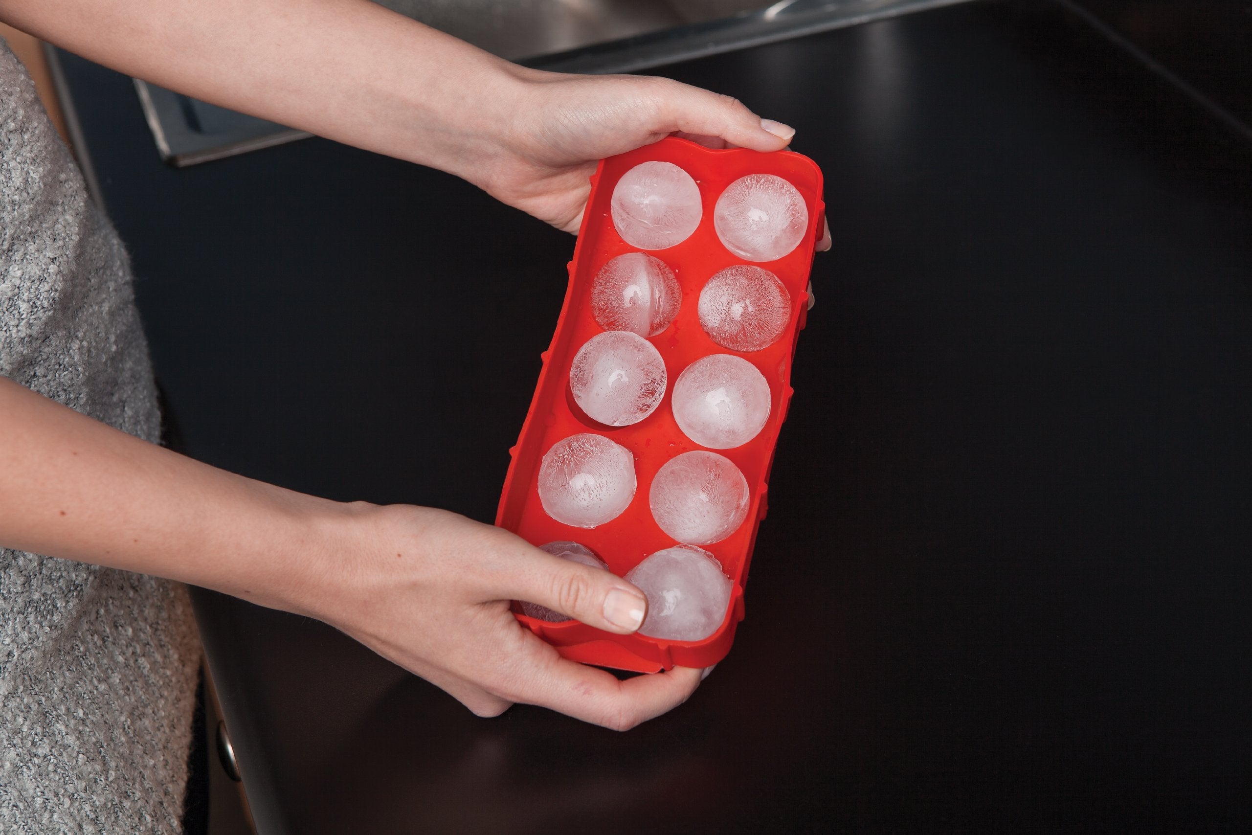 Hic Kitchen Cannonball Silicone Ice Cube Tray, European-Grade, Non-Stick, Set Of 2 For 20 Large Ice Balls