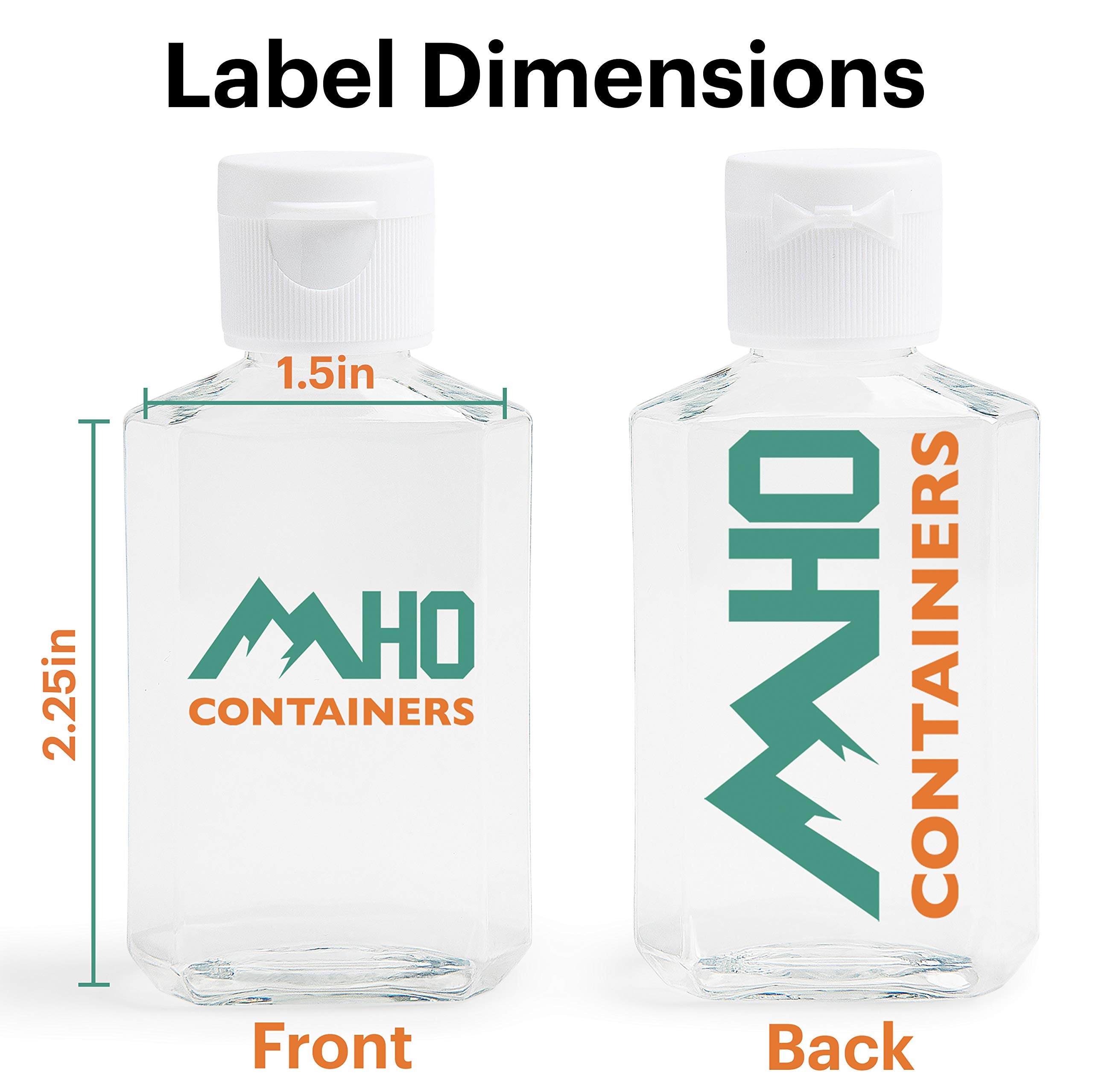 MHO Containers  Empty Clear Travel Refillable Flip-Top Bottles - BPA/No Parabens  60millileter/2ounce - Set of 6