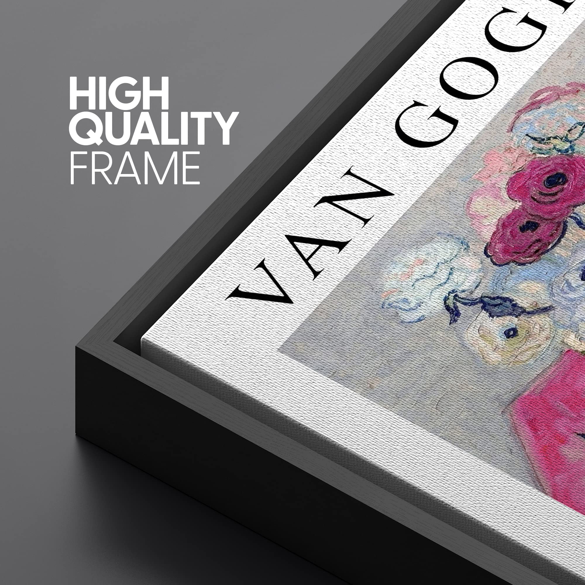 Signleader Framed Canvas Print Wall Art Still Life Japanese Roses Van Gogh Botanical Brushstroke Illustrations Fine Art Traditio