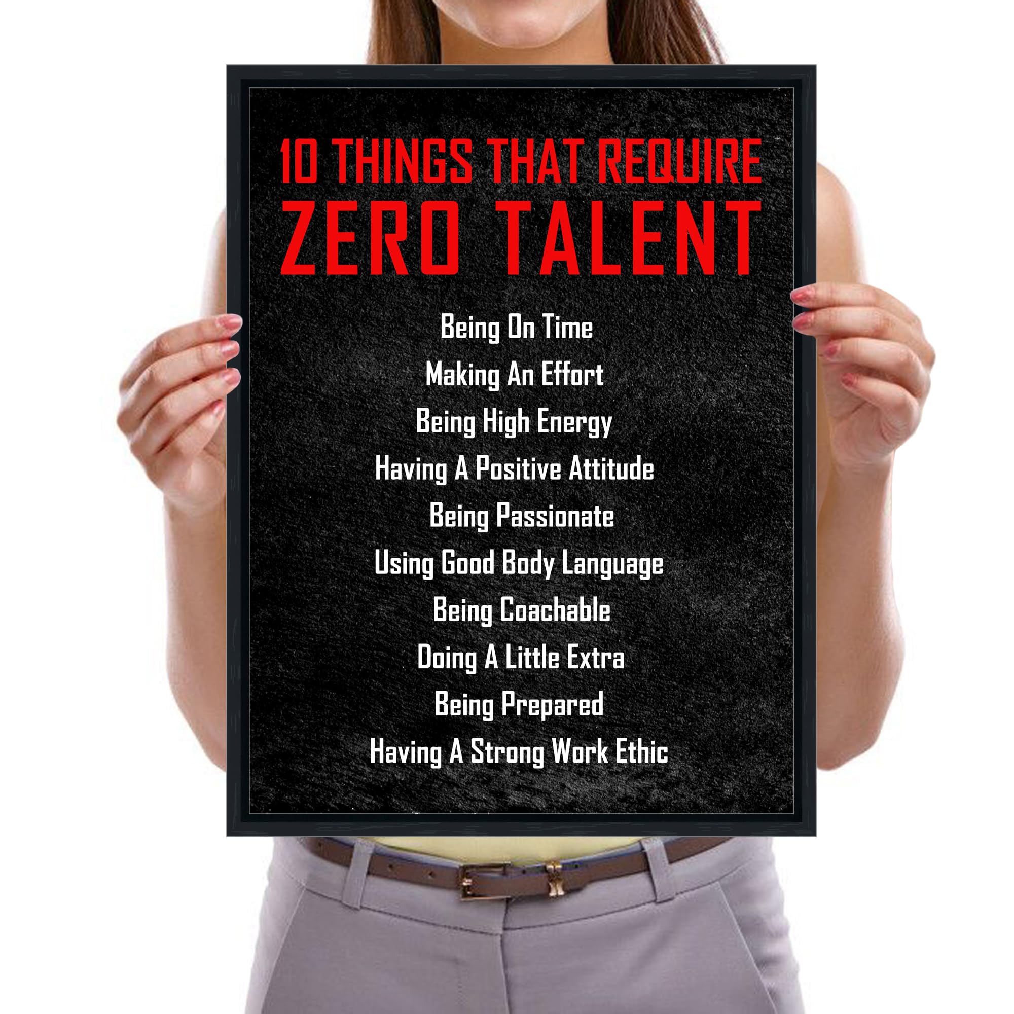 Pyradecor Black Framed Motivational 10 Things That Require Zero Talent Office Positive Quotes Inspirational Poster Canvas Prints