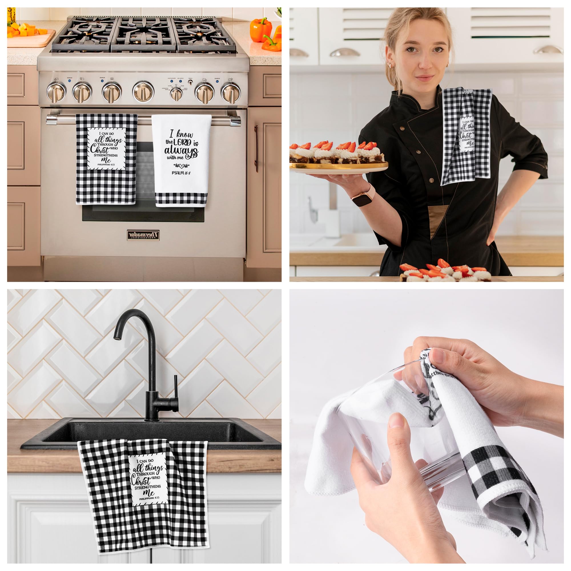 R Horse Religious Christian Kitchen Dish Towel - Christian Dishcloth Absorbent Dish Tea Towel Bible Verse Scripture Kitchen Towe