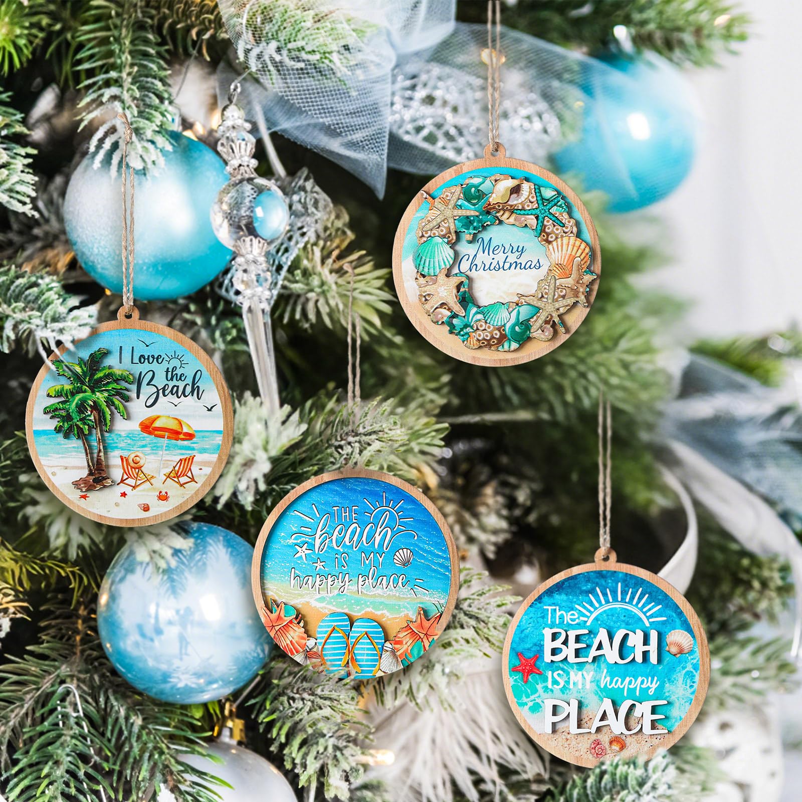 Shellwei 6 Pcs Beach Christmas Appreciation Gift for Teacher Friend Coworker BFF Bestie Colleagues White Elephant Gift with Orga