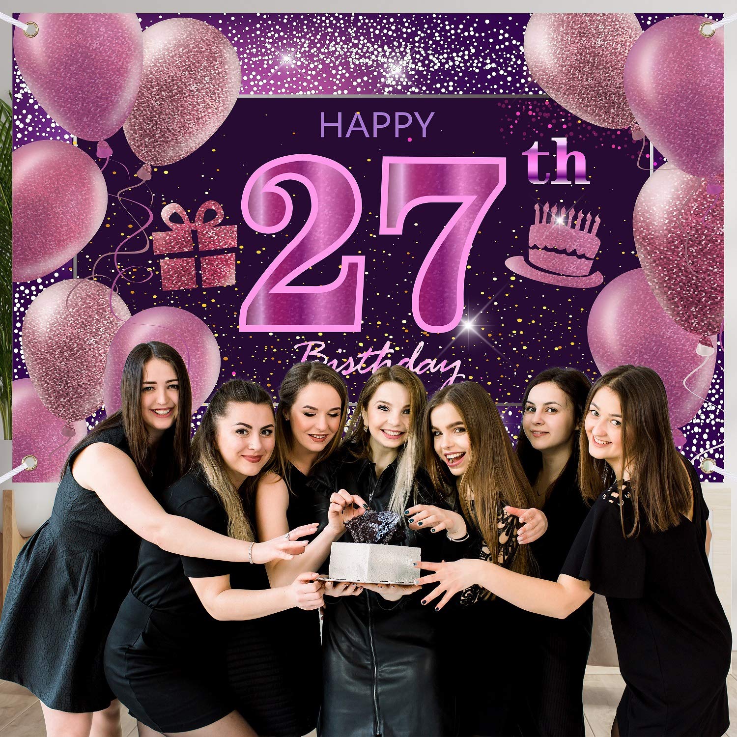 27Th Birthday Decorations For Girls Imisi Happy Birthday Banner Pink Decorations For A Party Birthday Backdrop For Women