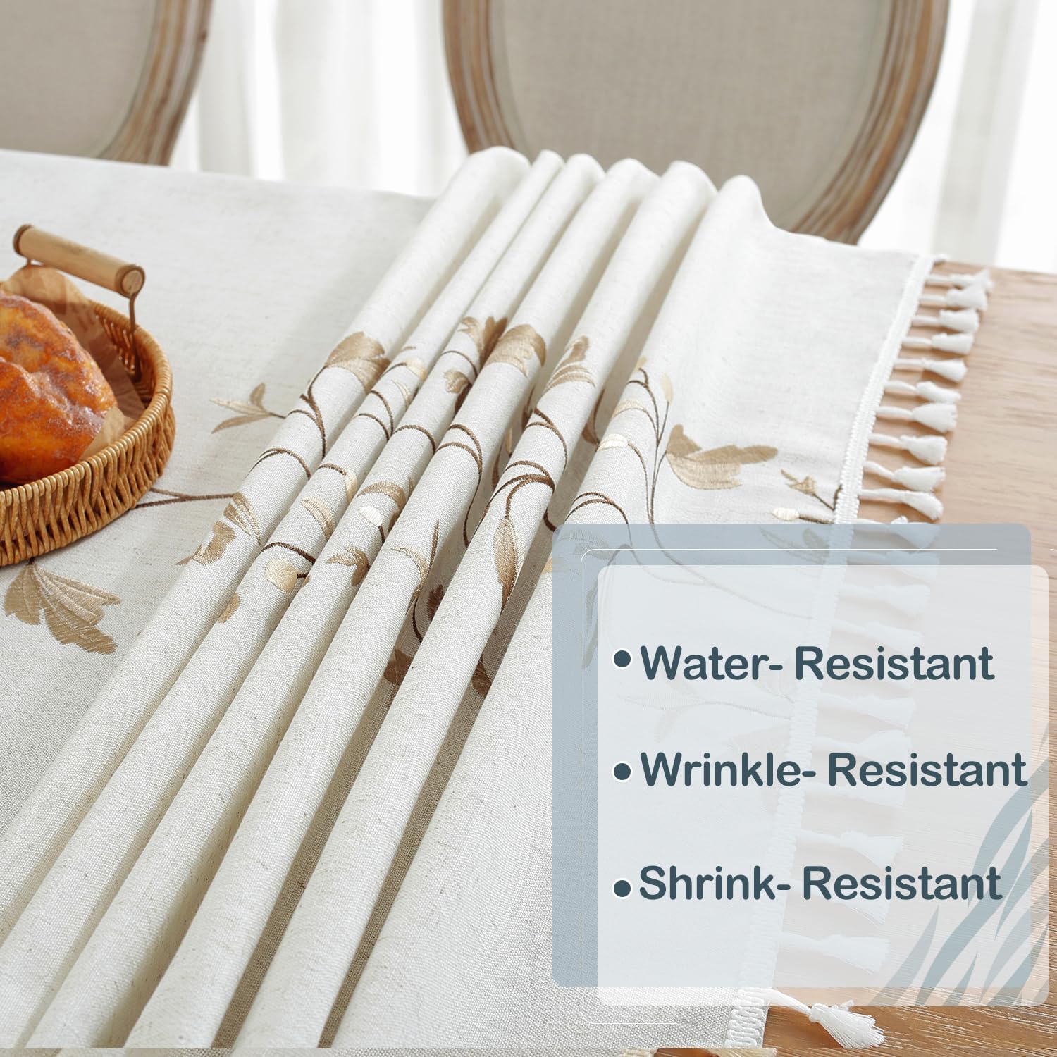 Laolitou Cotton Linen Waterproof Table Cloth For Dining Table Farmhouse Kitchen Rectangle Tablecloth Coffee Wrinkle Free Table C