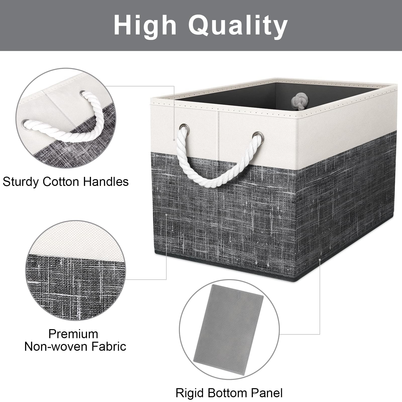 Fab Totes Storage Bins [6-Pack], Foldable Storage Baskets For Organizing Toys, Books, Shelves, Closet, Large Storage Box With Ro