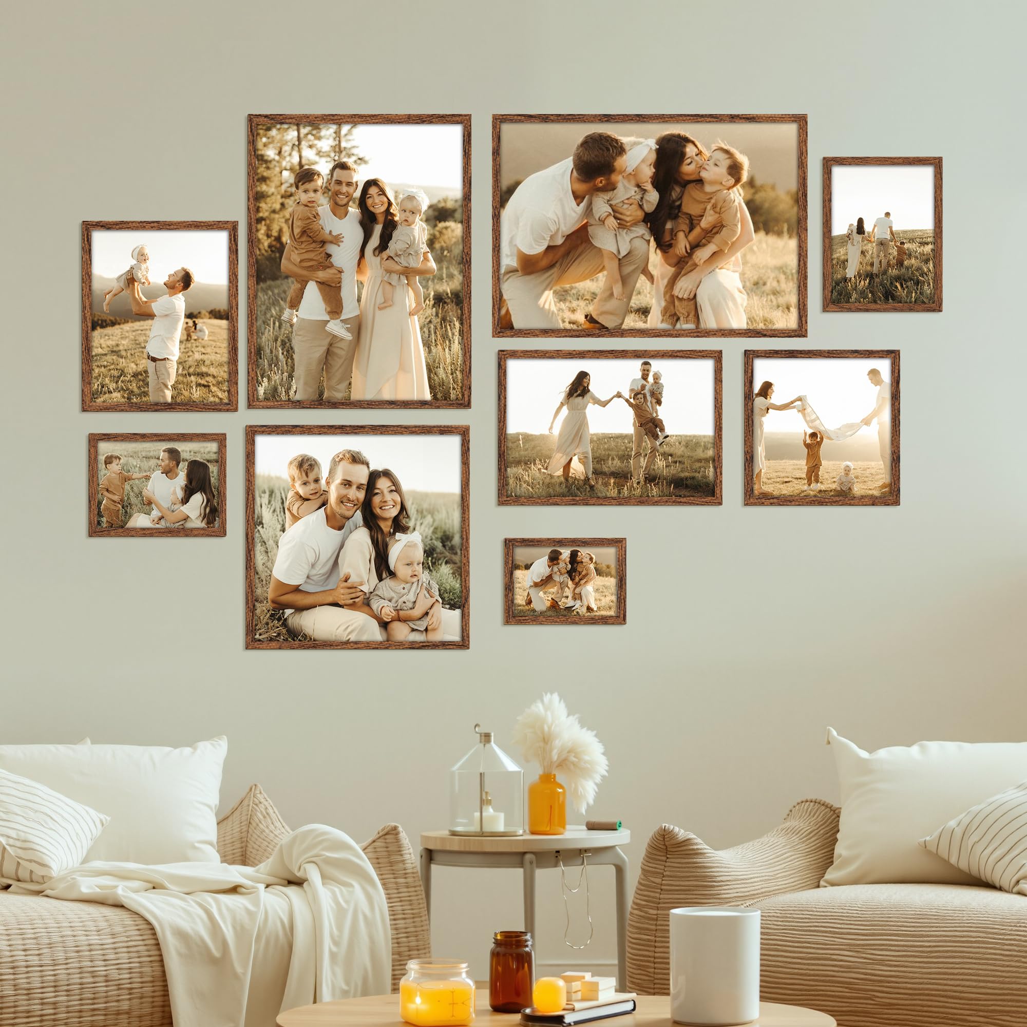 Giftgarden 8x8 Picture Frame Walnut Brown, 8 by 8 Thin Square Photo Frame for Gallery Wall Tabletop Display, Single