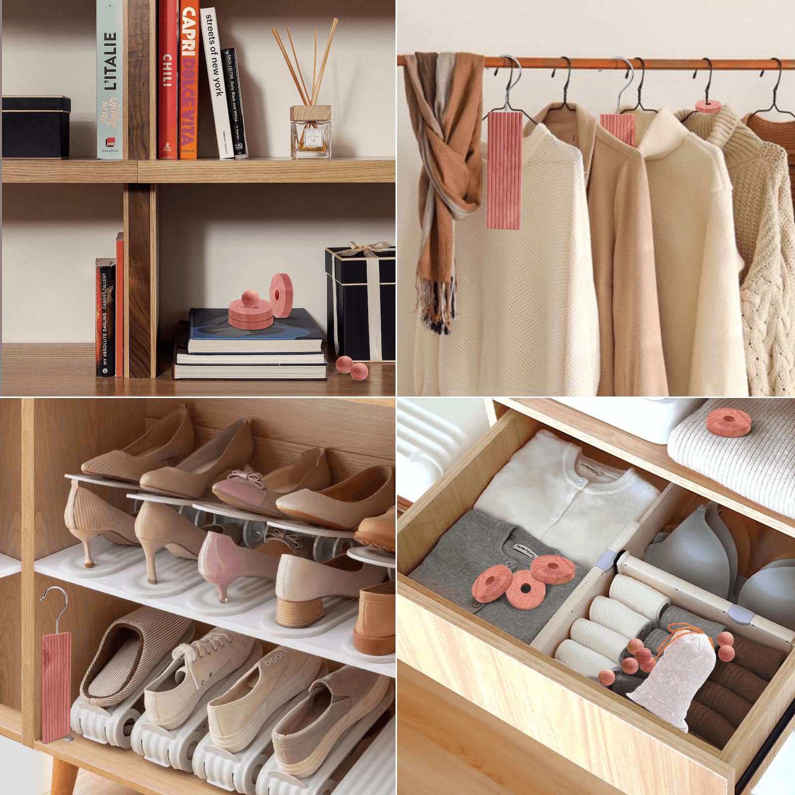 Homode Cedar Blocks for Clothes Storage, 80 Pack Aromatic Red Cedar Freshener for Closets and Drawers
