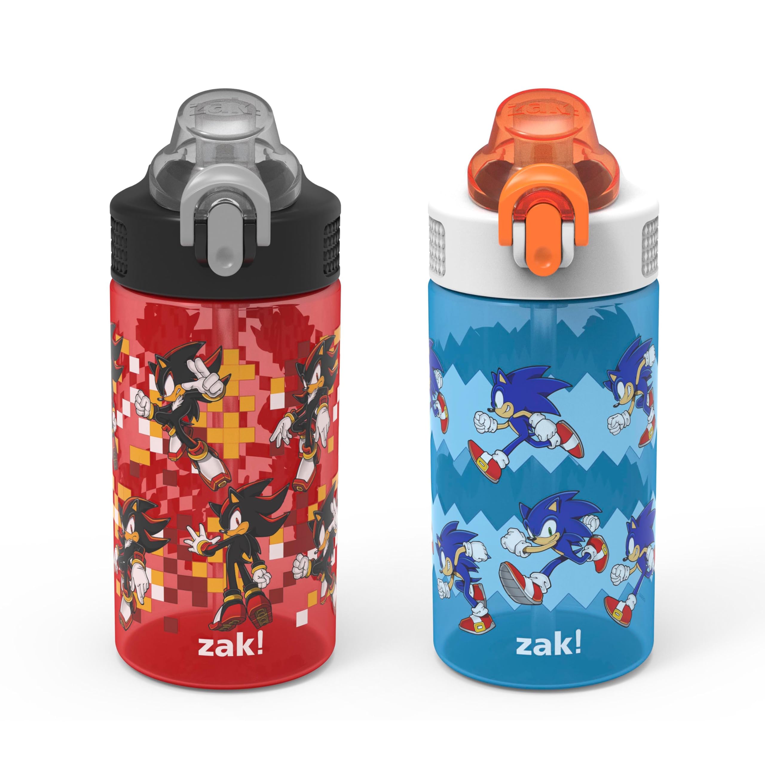 Zak Designs Sonic the Hedgehog Sage Kids Water Bottle For School or Travel, 16oz Durable Plastic Water Bottle With Straw, Handle